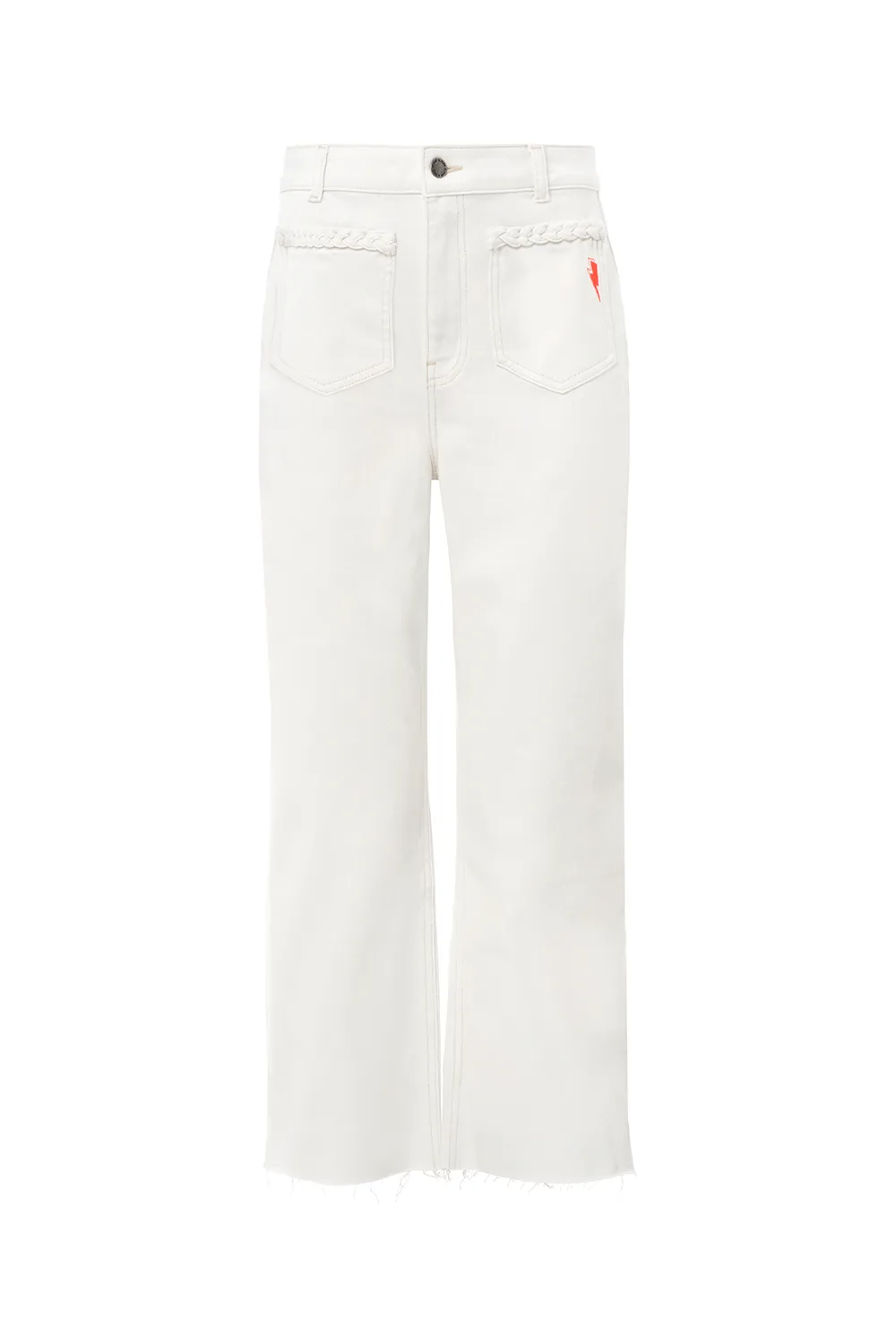 Ecru Cropped Wide Leg Jeans