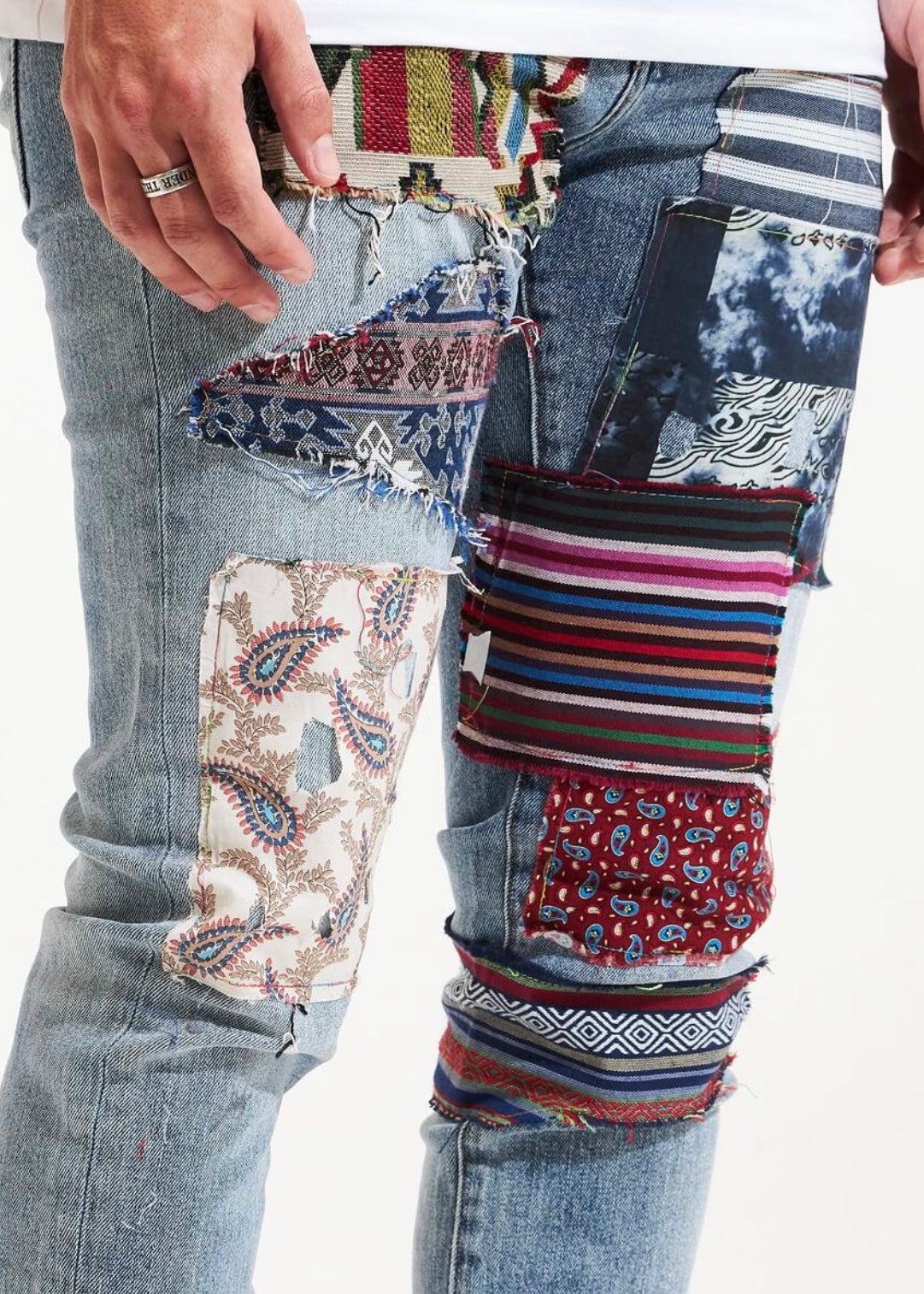 Embellish NYC West Blue Patchwork Jeans (101)