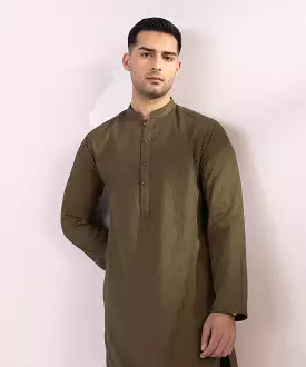 Embroidered Cotton Jacquard Kurta