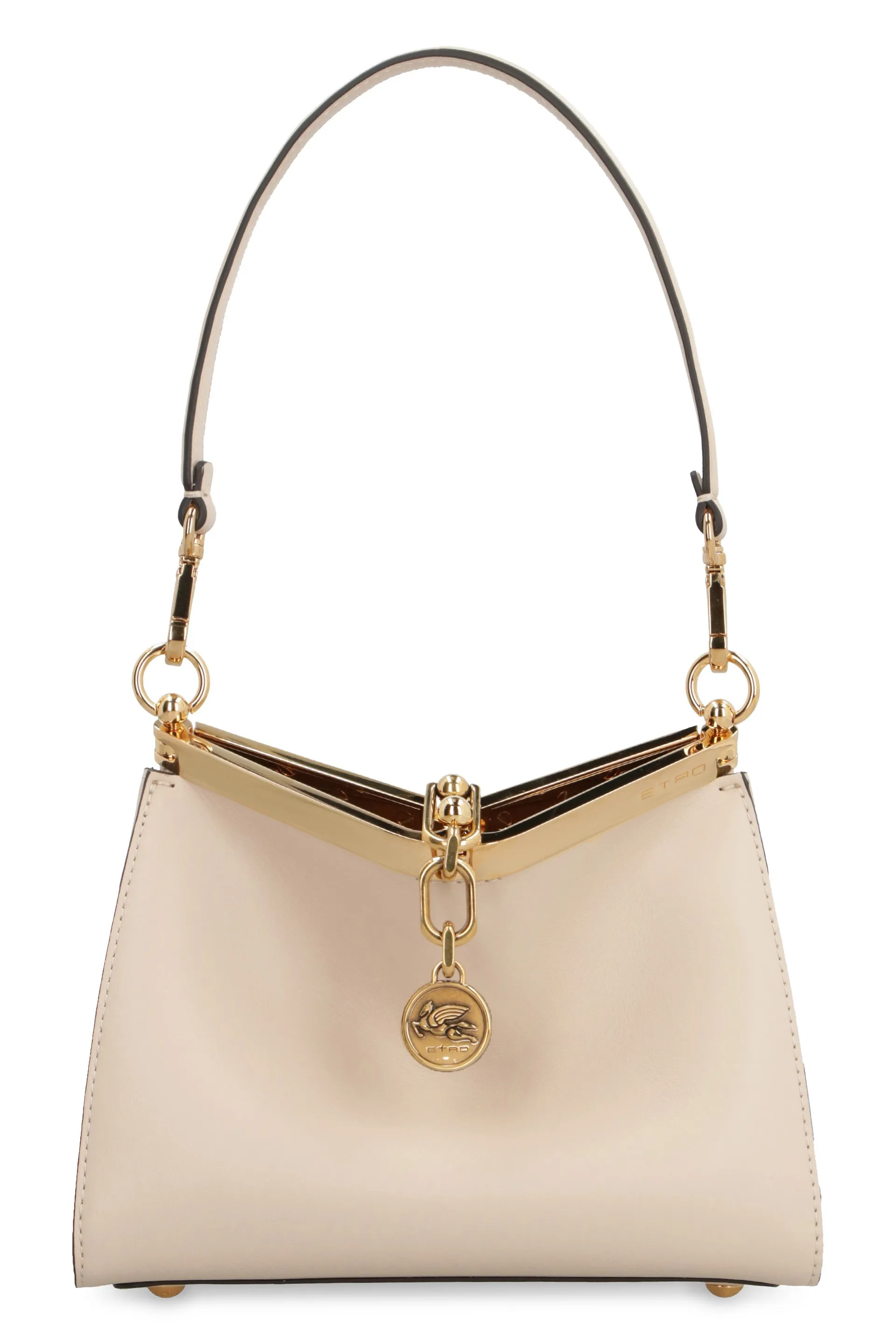 ETRO Chic Pale Pink Mini Leather Shoulder Bag with Gold-Tone Accents