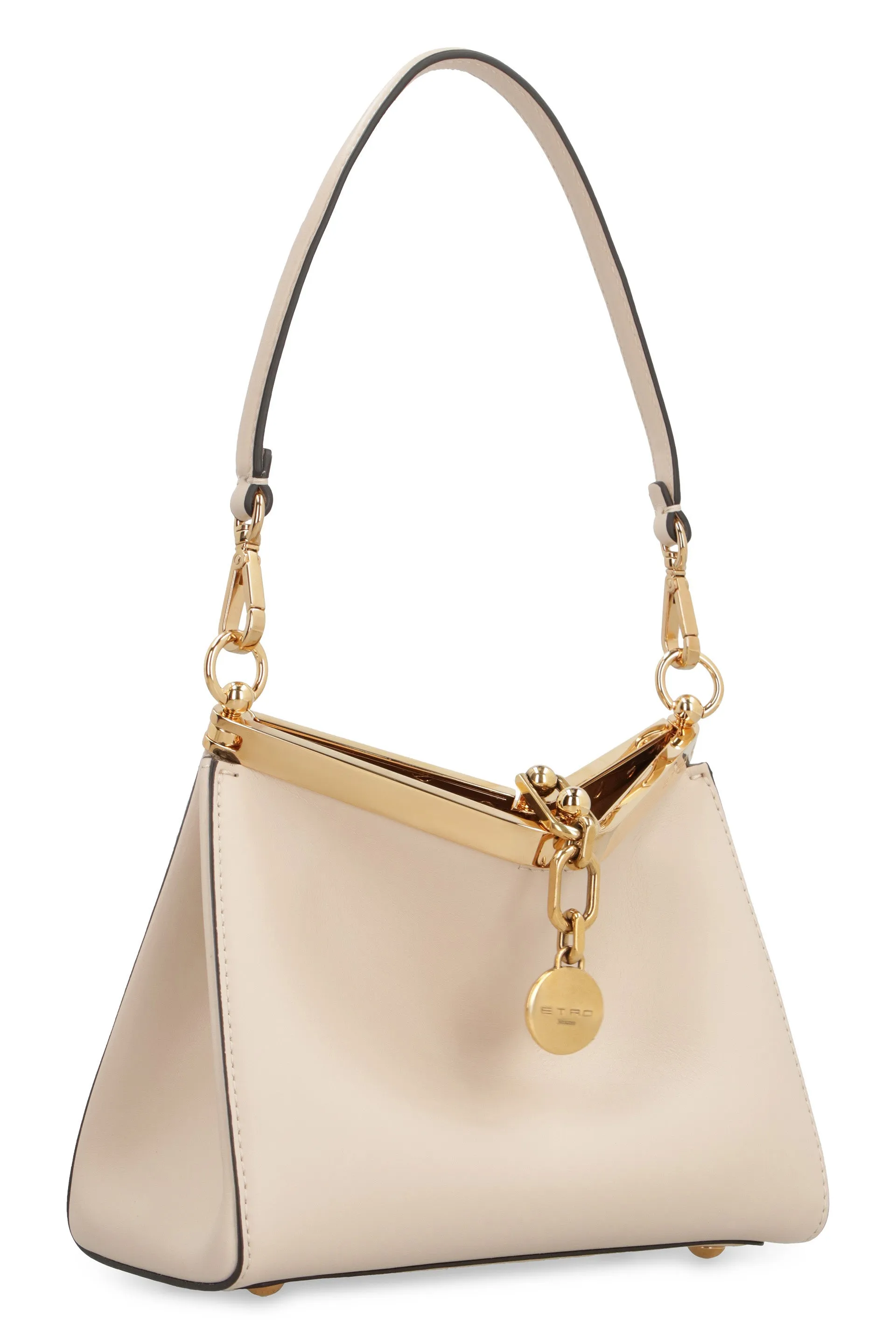 ETRO Chic Pale Pink Mini Leather Shoulder Bag with Gold-Tone Accents