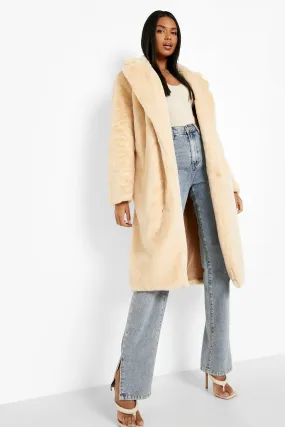 Faux Fur Belted Oversized Coat