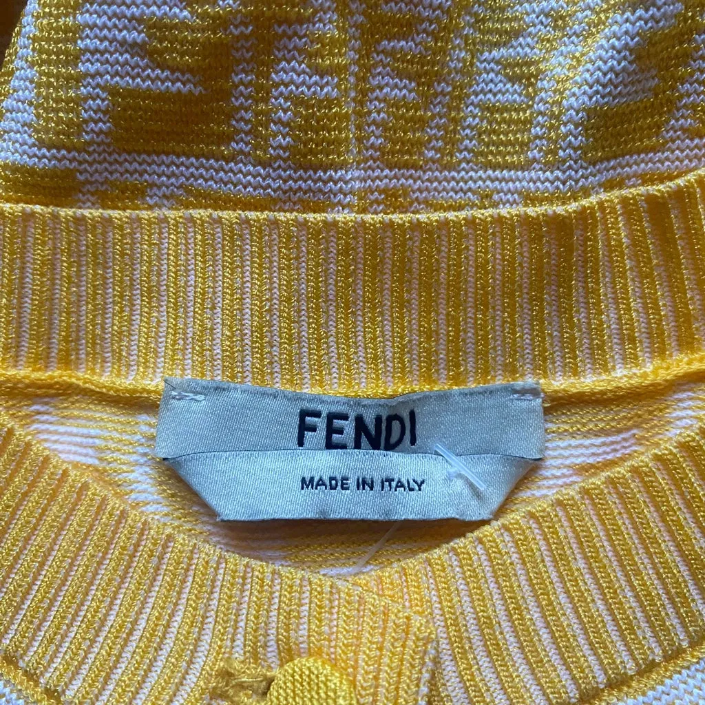 Fendi Cardigan - Small Yellow Viscose Blend