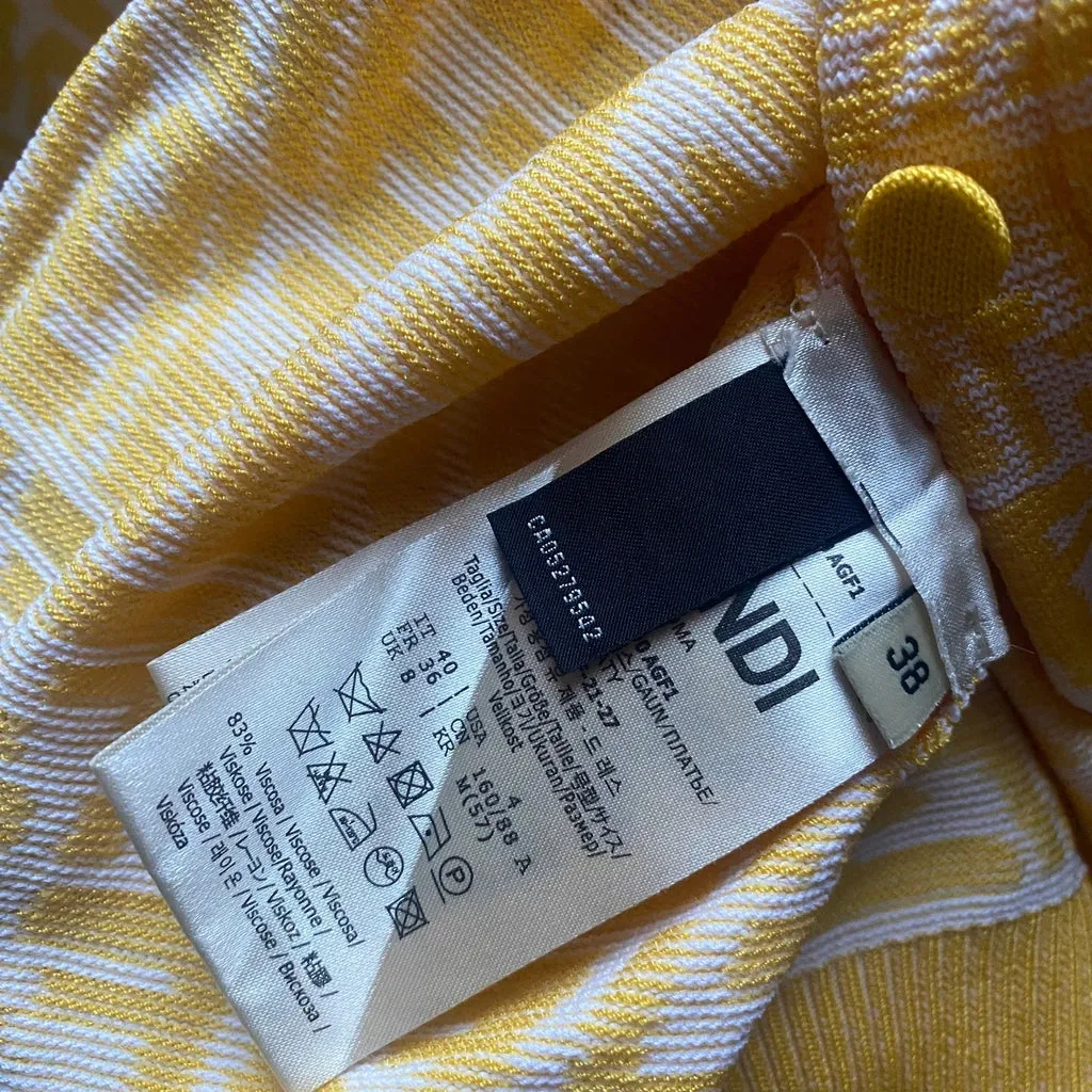 Fendi Cardigan - Small Yellow Viscose Blend