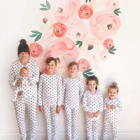 FINAL SALE - Organic Pajama Set -  BLACK ON WHITE SNOWFLAKES