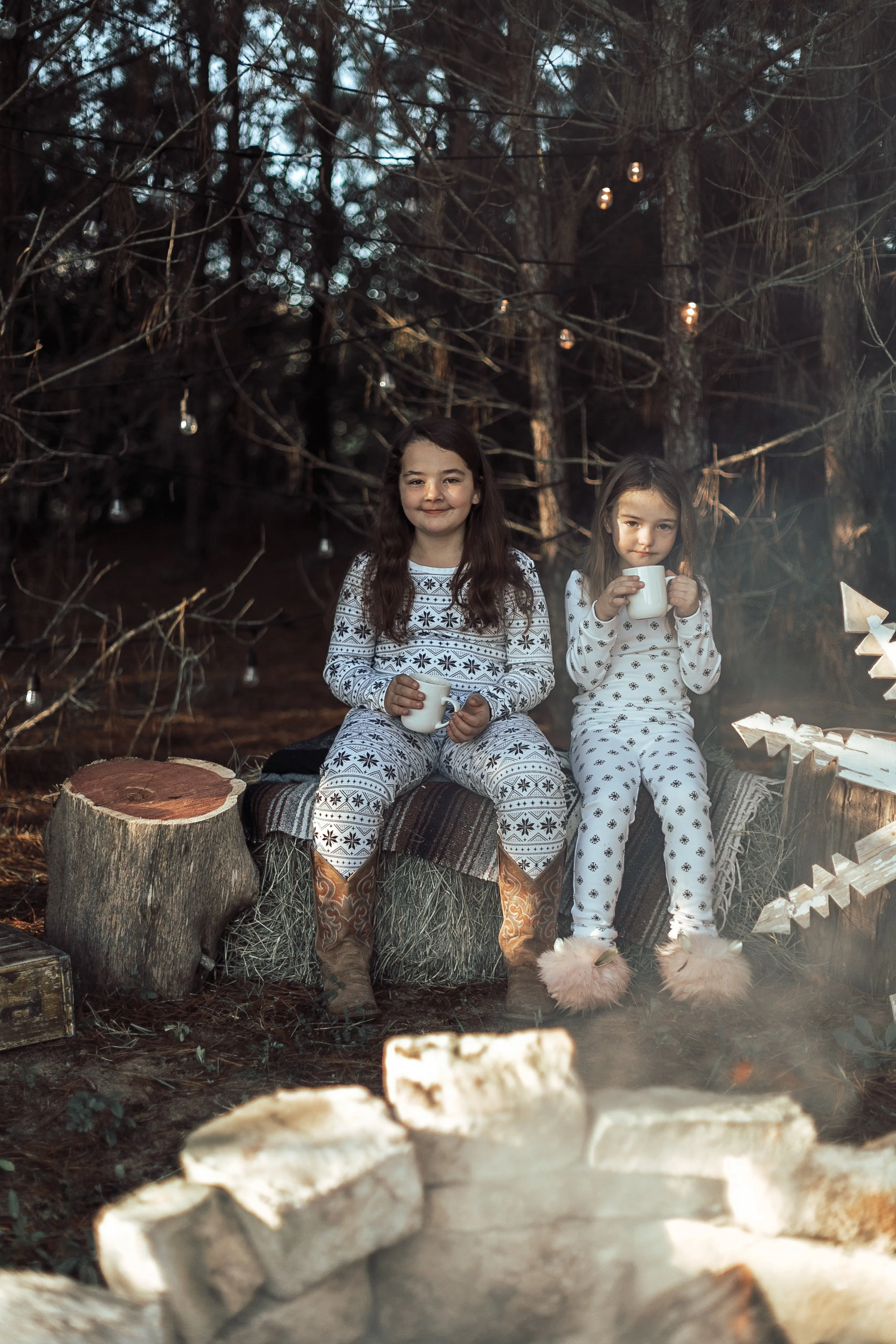 FINAL SALE - Organic Pajama Set -  BLACK ON WHITE SNOWFLAKES