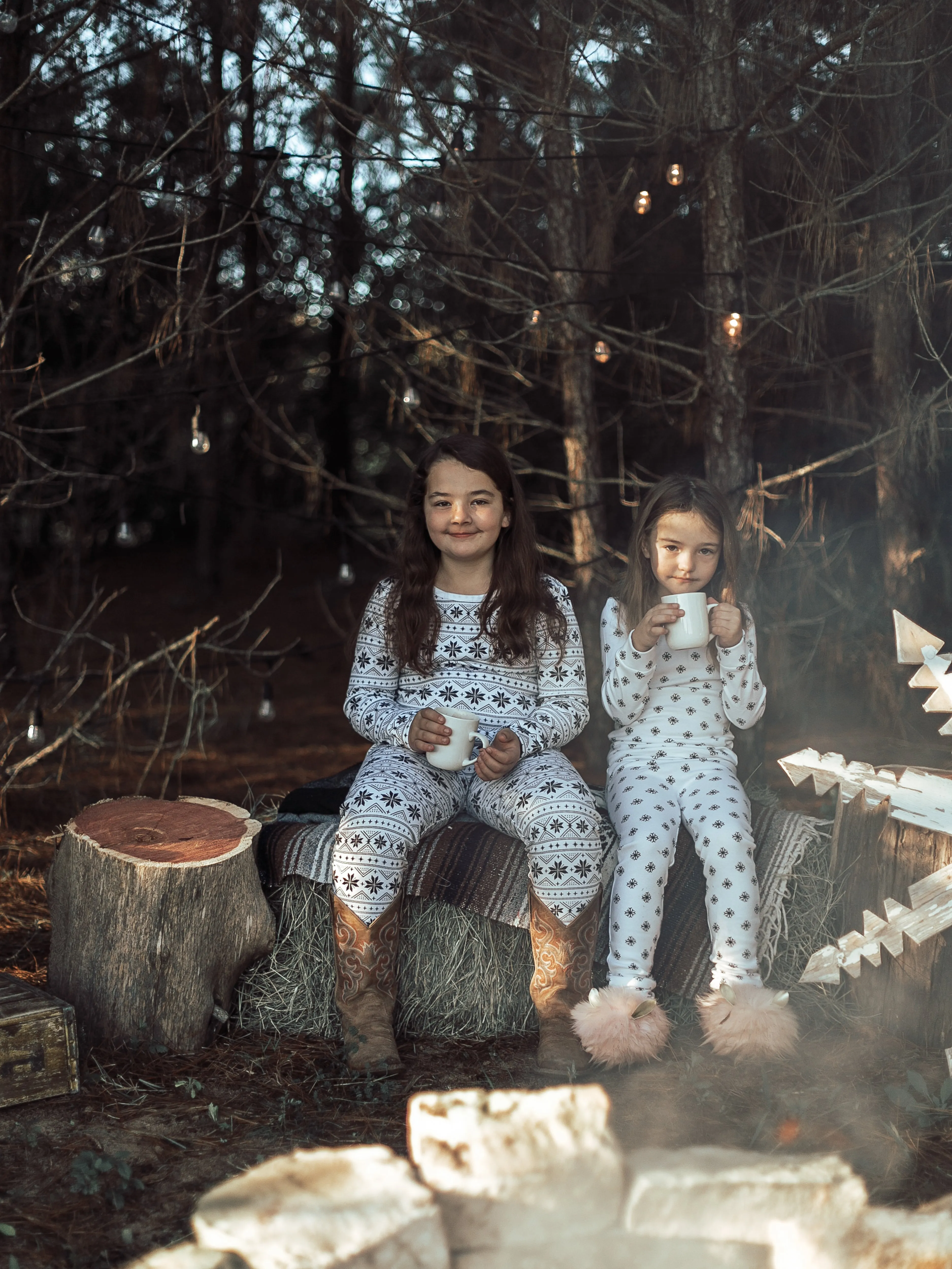 FINAL SALE - Organic Pajama Set -  BLACK ON WHITE SNOWFLAKES