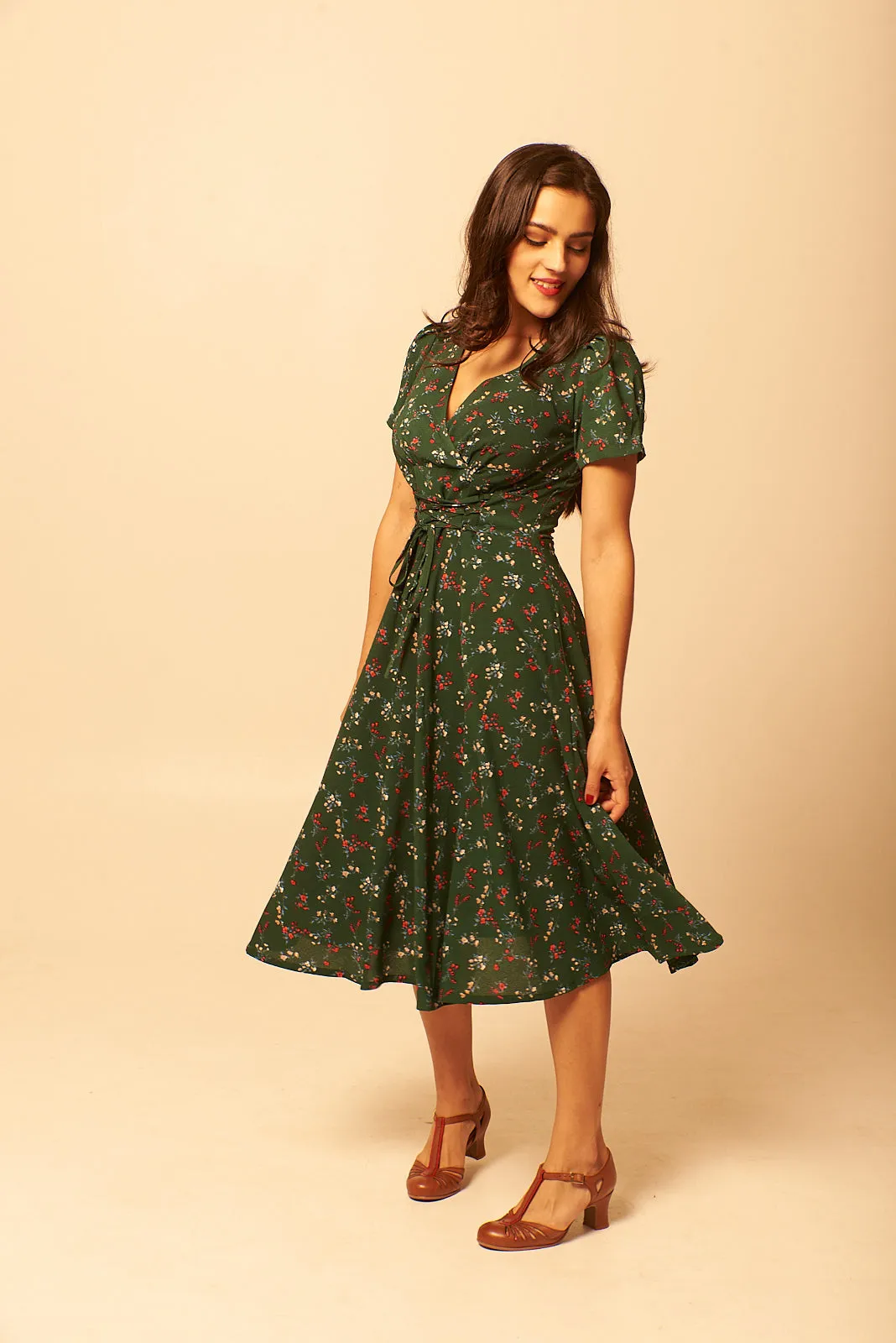 Fiorella Green Cherry Blossom Dress