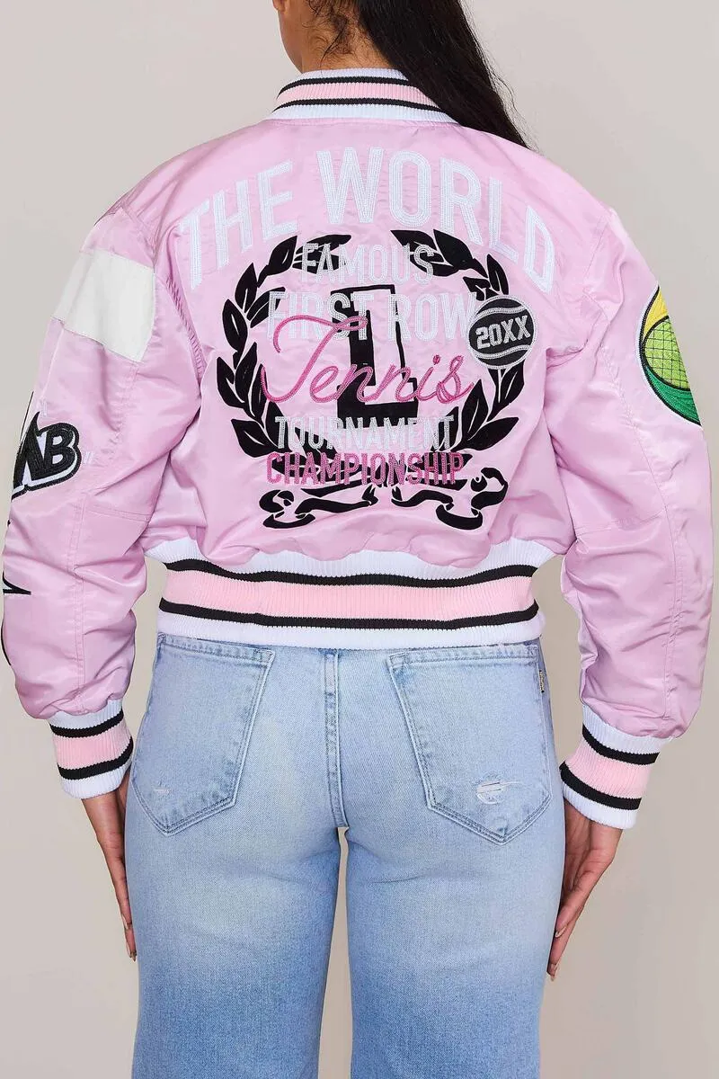 First Row Tennis Lilac Women's Varsity Jacket