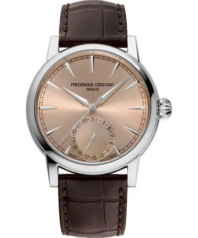 Frederique Constant Men's Swiss Automatic Classic Date Manufacture Brown Leather Strap Watch 40mm