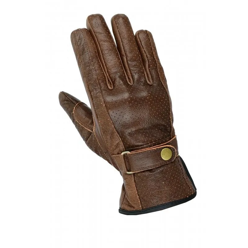 Gallanto Brown Motorcycle Armoured Leather Summer Vented Gloves