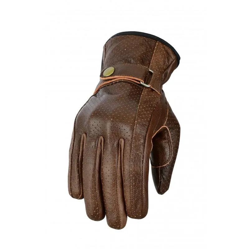 Gallanto Brown Motorcycle Armoured Leather Summer Vented Gloves