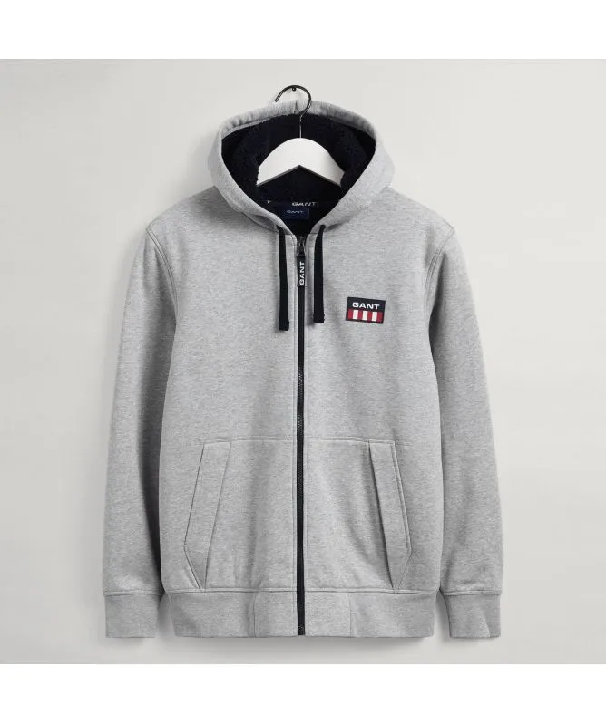 GANT Sherpa Fleece Zip Sweat Hoodie | Grey 