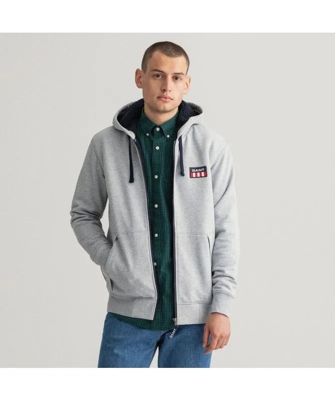 GANT Sherpa Fleece Zip Sweat Hoodie | Grey 