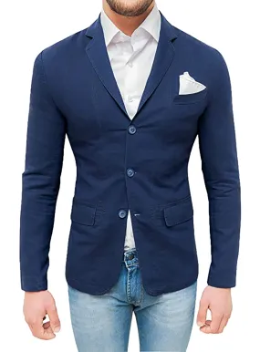 Giacca uomo Sartoriale in lino blu scuro Elegante Blazer primavera estate