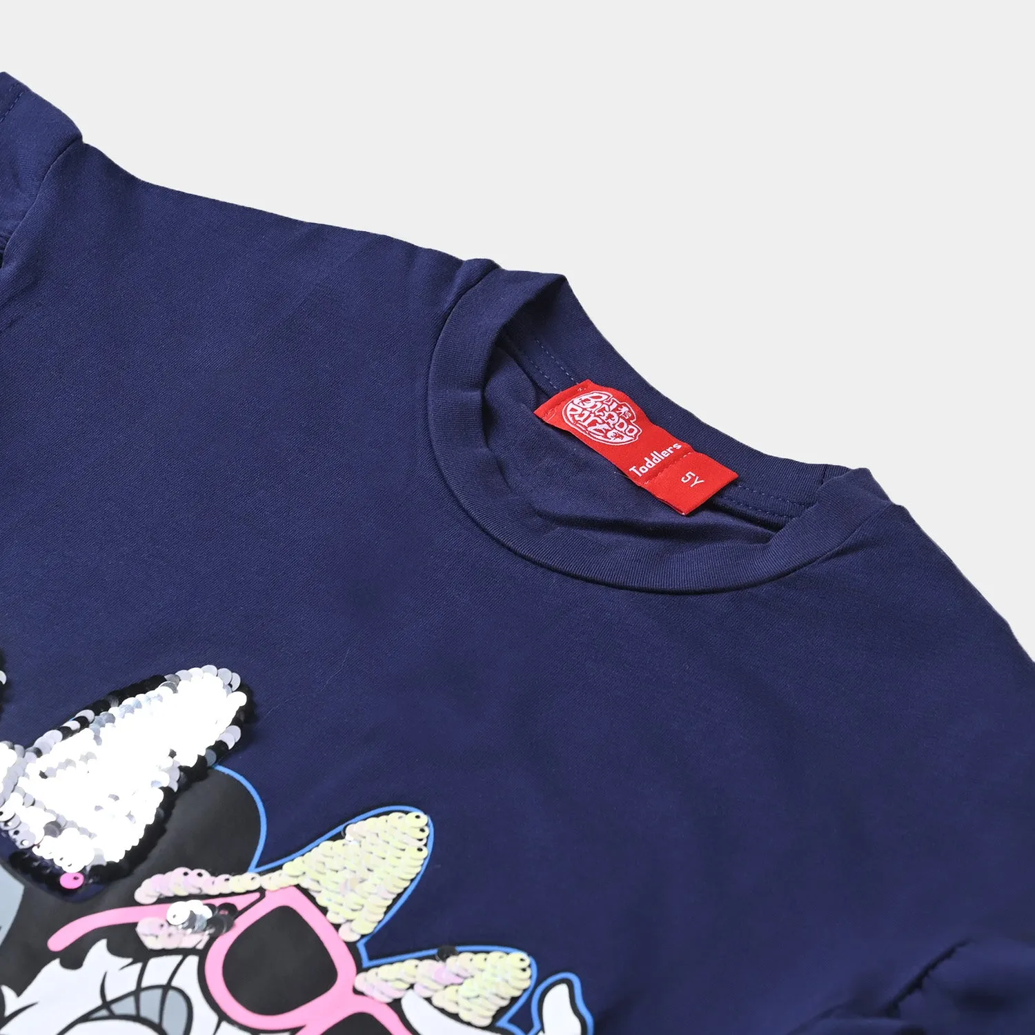 Girls Lycra Jersey T-Shirt Characters-NAVY