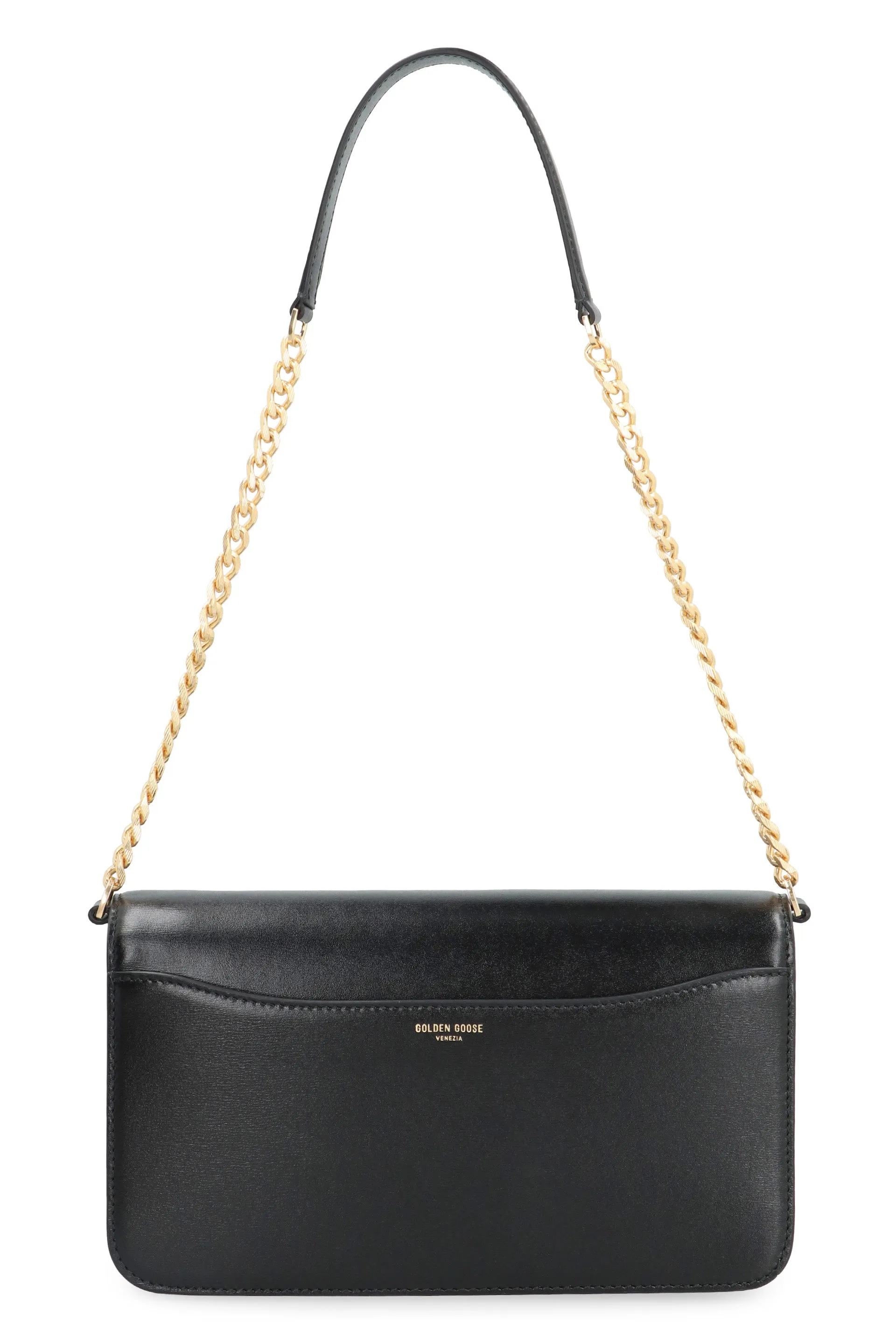 GOLDEN GOOSE Elegant Mini Leather Shoulder Bag with Gold-Tone Accents 24.5x13x6.5 cm