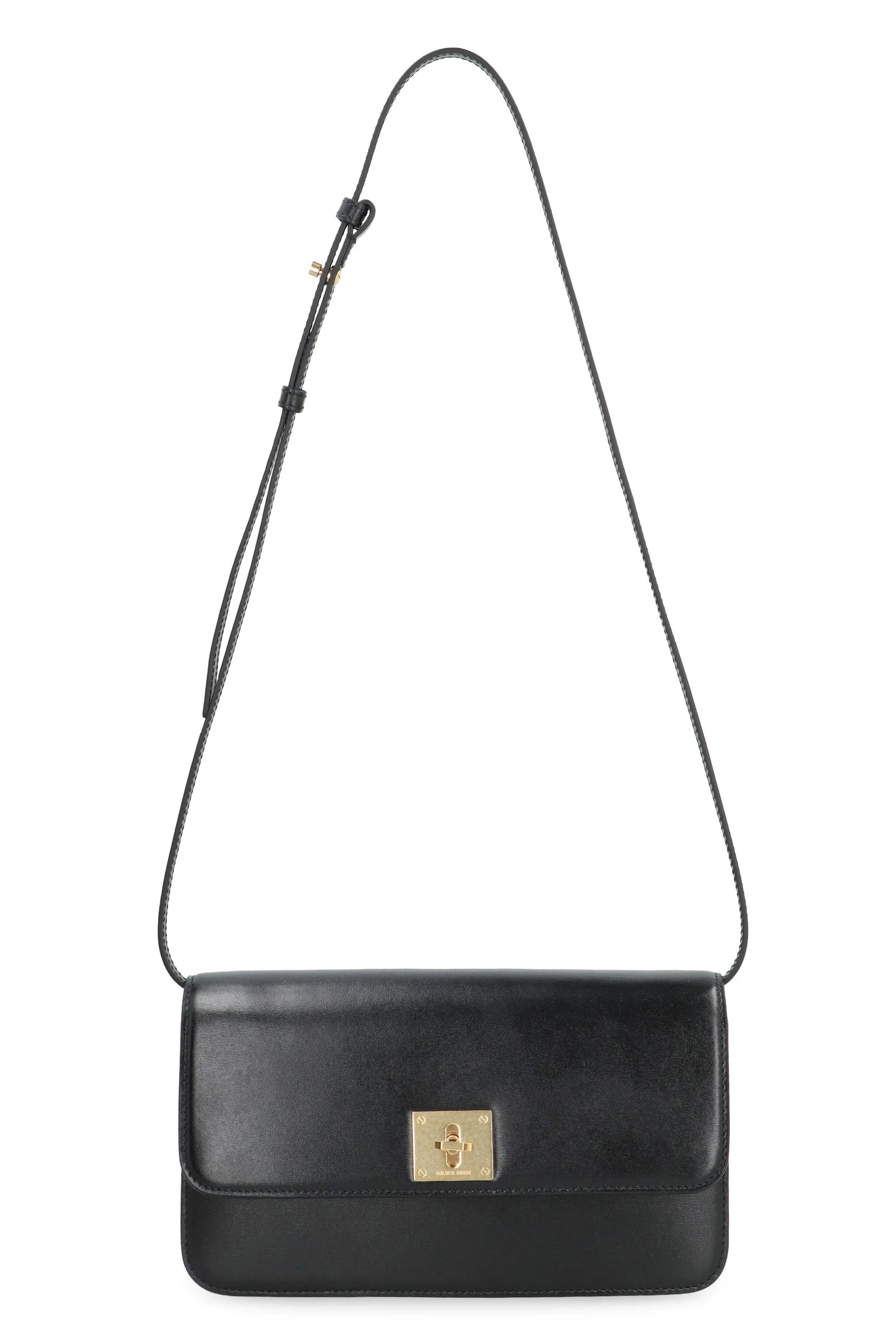 GOLDEN GOOSE Elegant Mini Leather Shoulder Bag with Gold-Tone Accents 24.5x13x6.5 cm