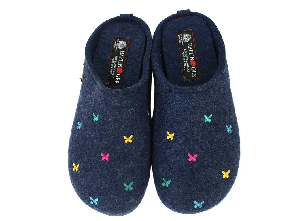 Haflinger Slippers Everest Butterflies Jeans