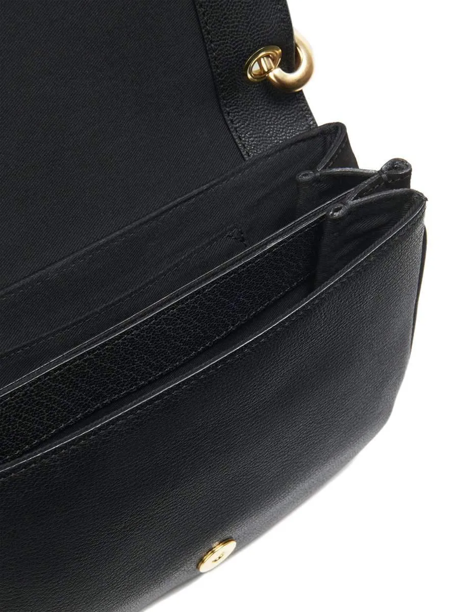 Hana Leather & Suede Shoulder Bag in Black