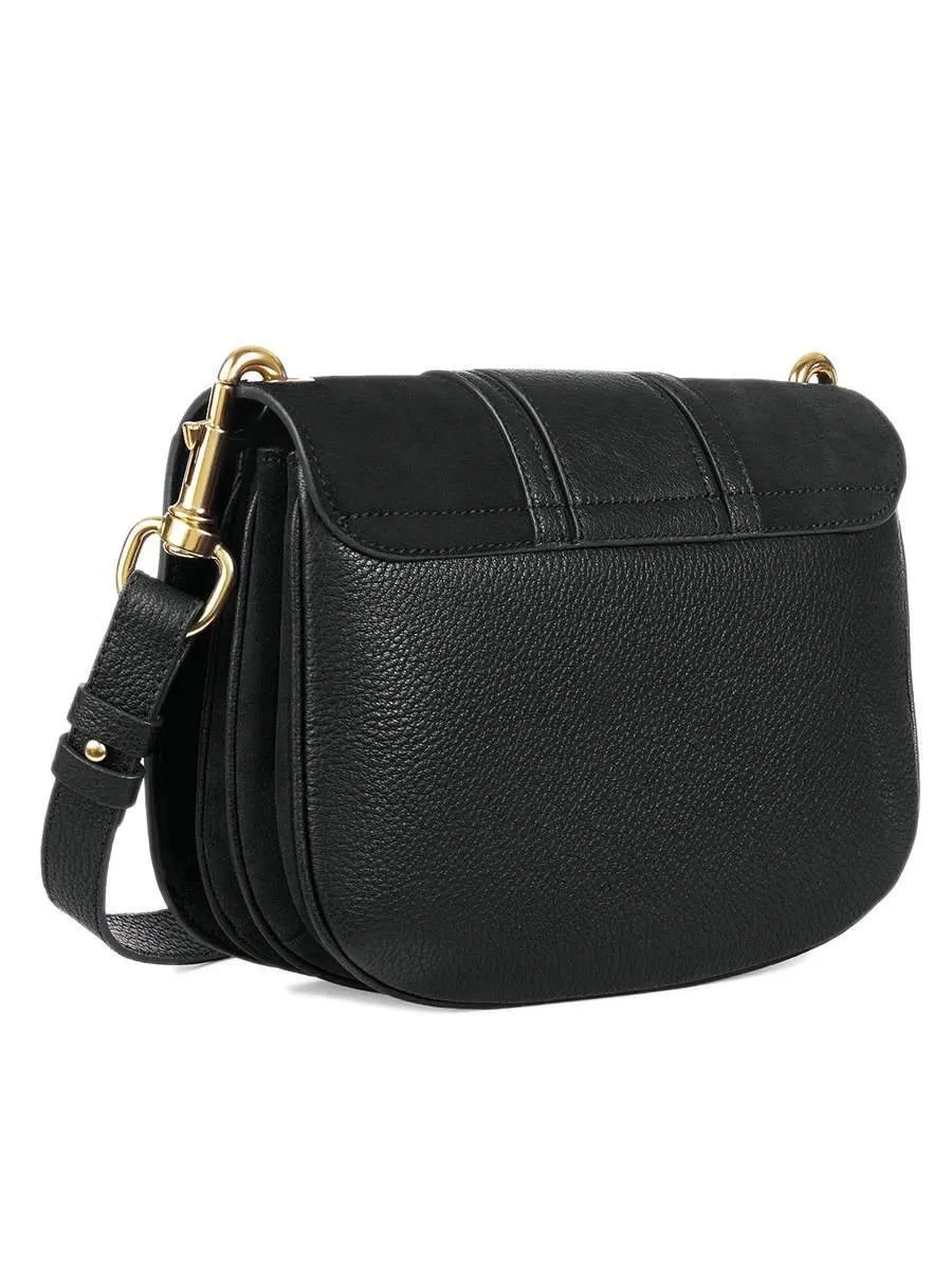 Hana Leather & Suede Shoulder Bag in Black