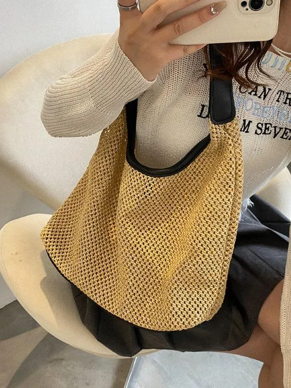 Hand-held Straw Single Shoulder Bag