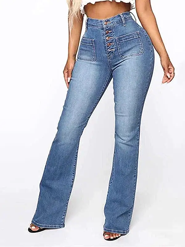 High Waist Skinny Bootcut Denim Jeans for Women's Office and Casual Wear