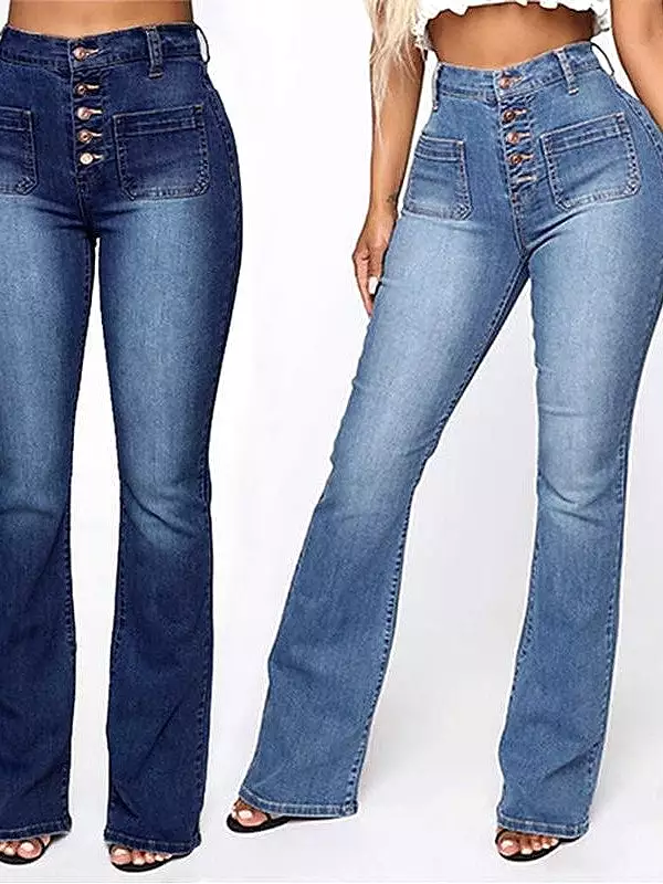 High Waist Skinny Bootcut Denim Jeans for Women's Office and Casual Wear