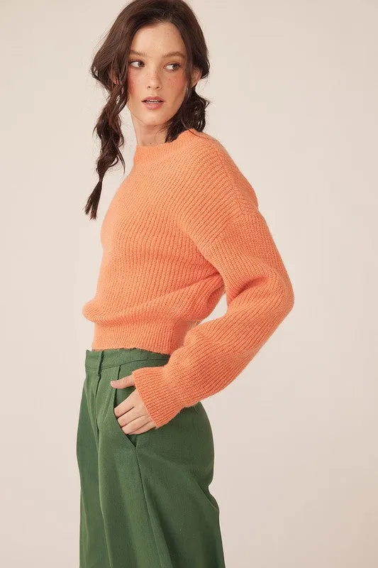 Ilaria Back V-Neck Knit Sweater Top - Orange