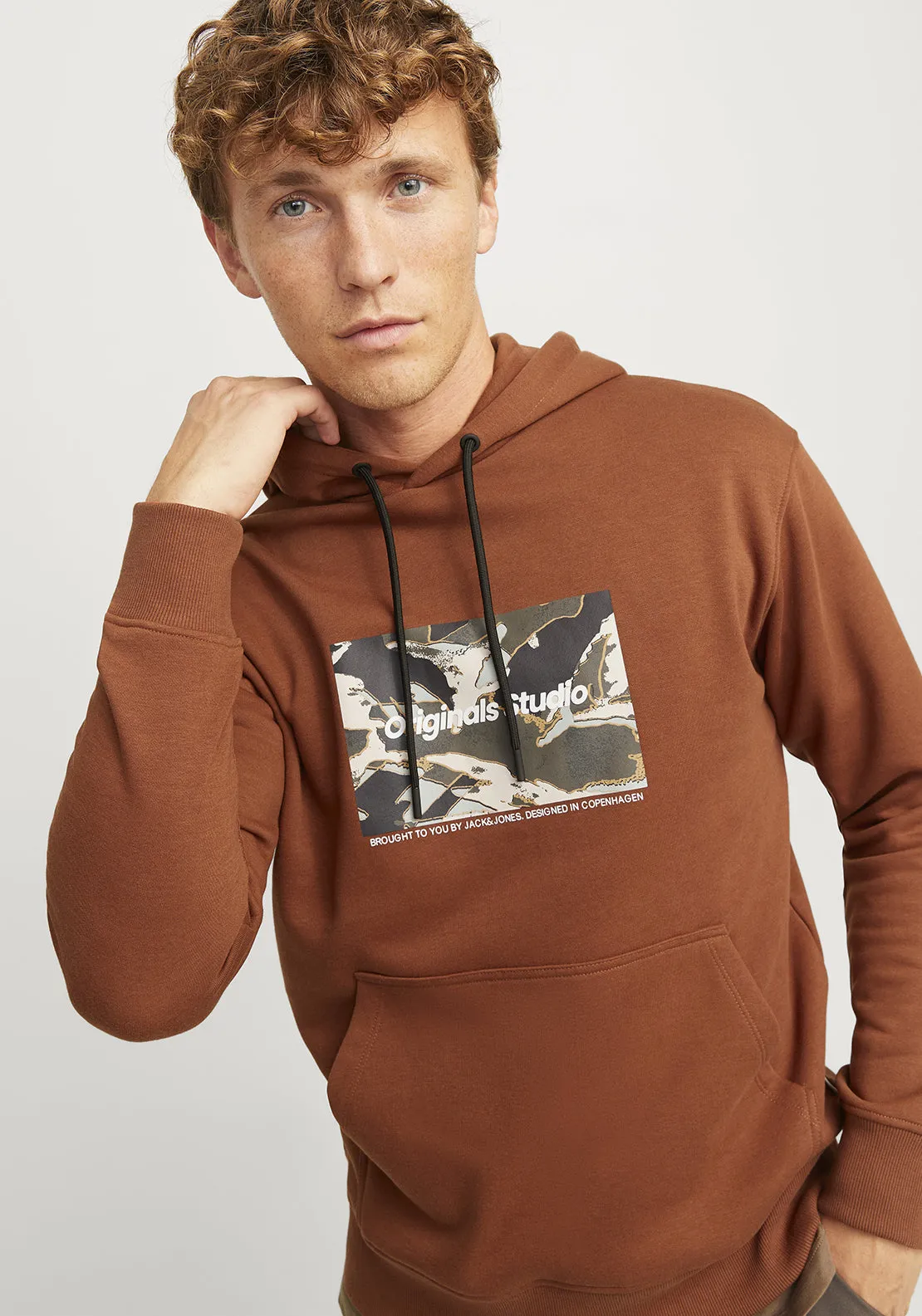 Jack & Jones Newton Graphic Hoodie, Brandy Brown