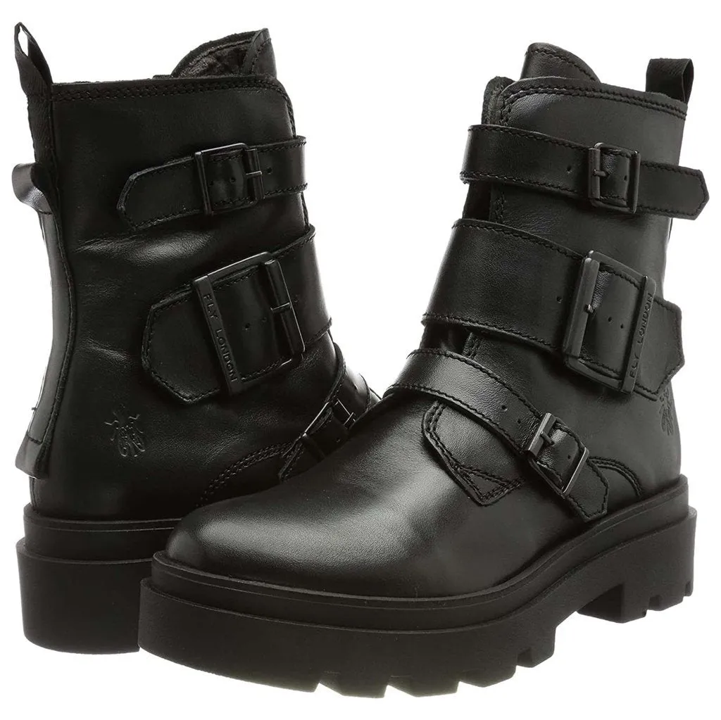 Jeda817Fly Leather Women's Buckle Ankle Boots