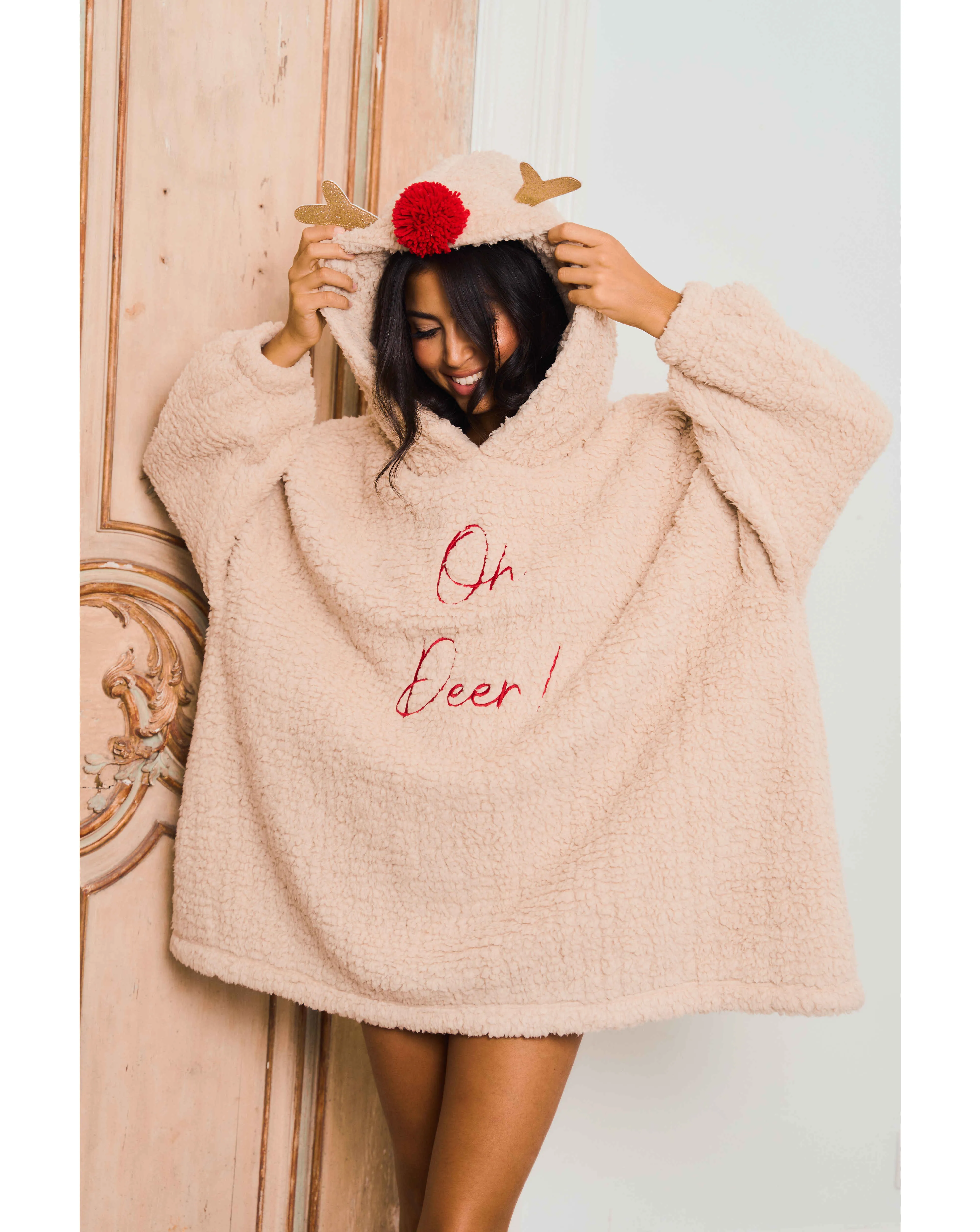 Jim Jam the Label Oversized Reindeer Hoodie | Simply Be