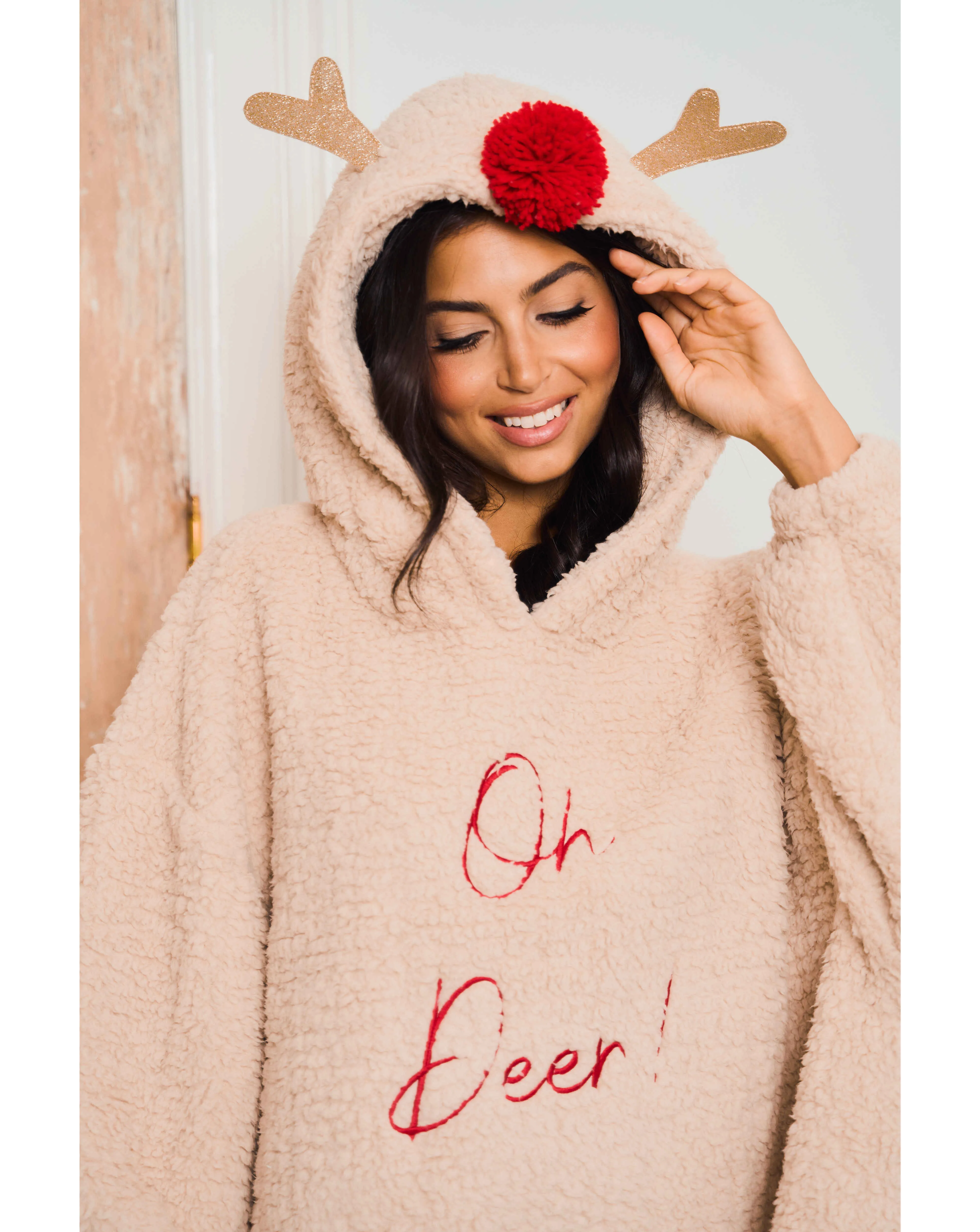 Jim Jam the Label Oversized Reindeer Hoodie | Simply Be