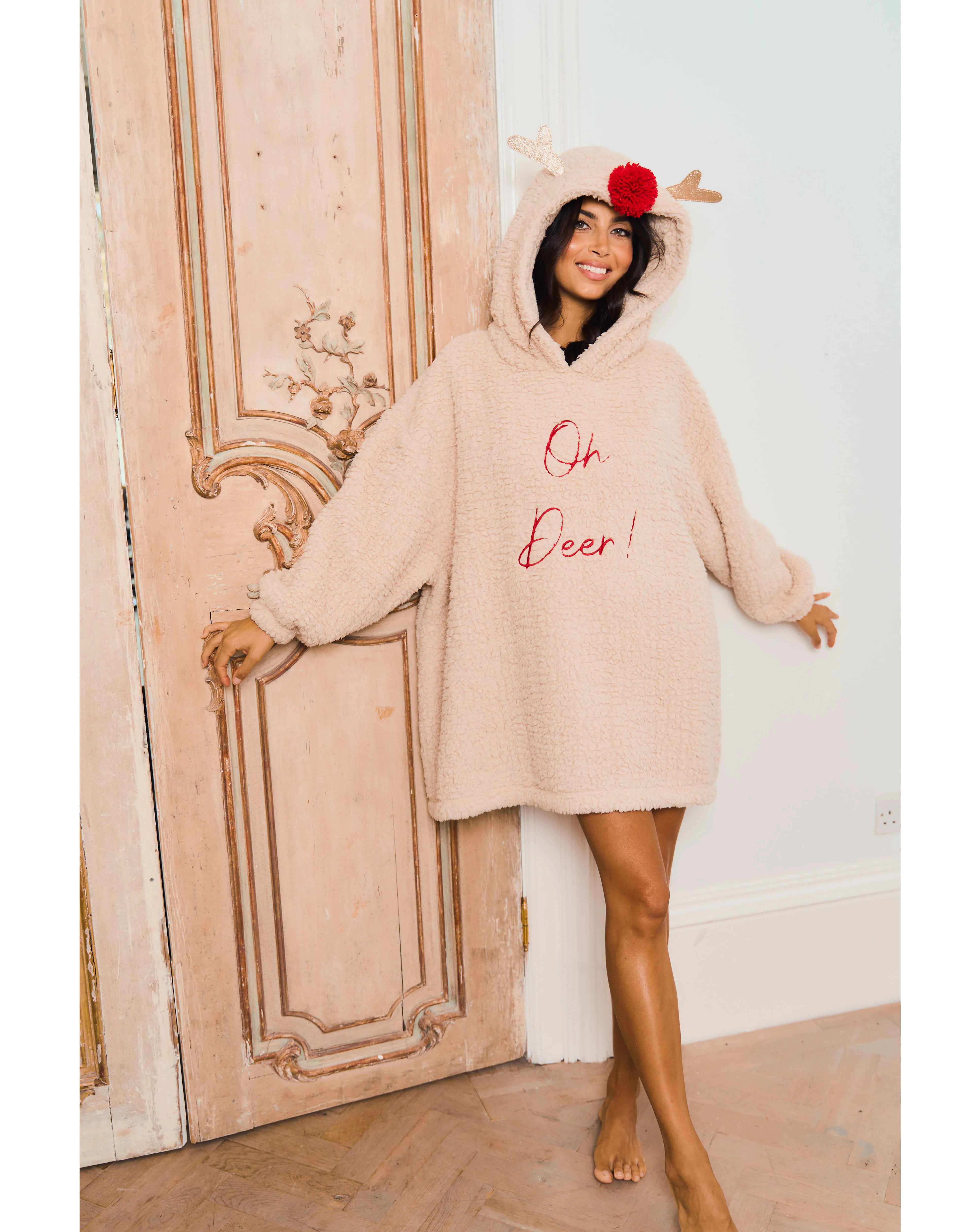 Jim Jam the Label Oversized Reindeer Hoodie | Simply Be