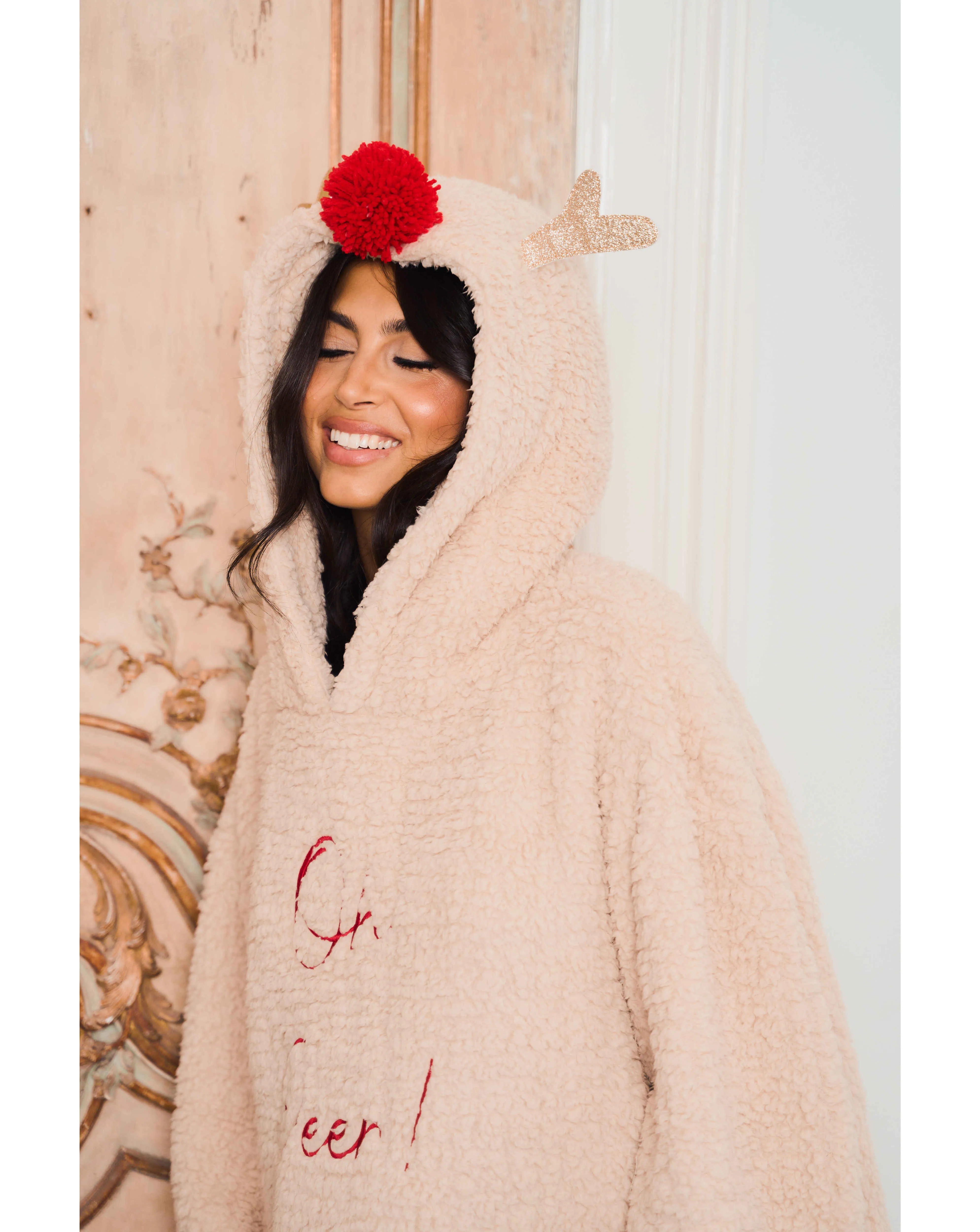 Jim Jam the Label Oversized Reindeer Hoodie | Simply Be