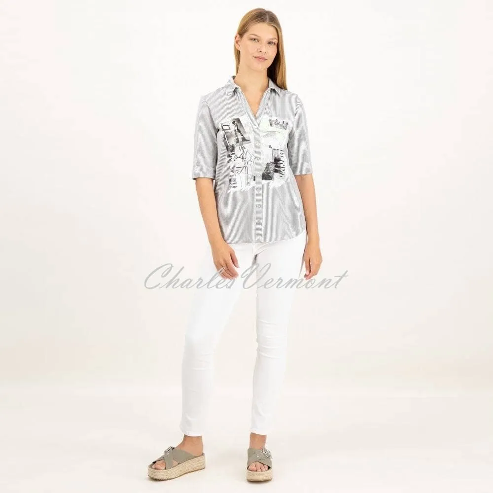 Just White Jersey Stretch Blouse - Style J1648