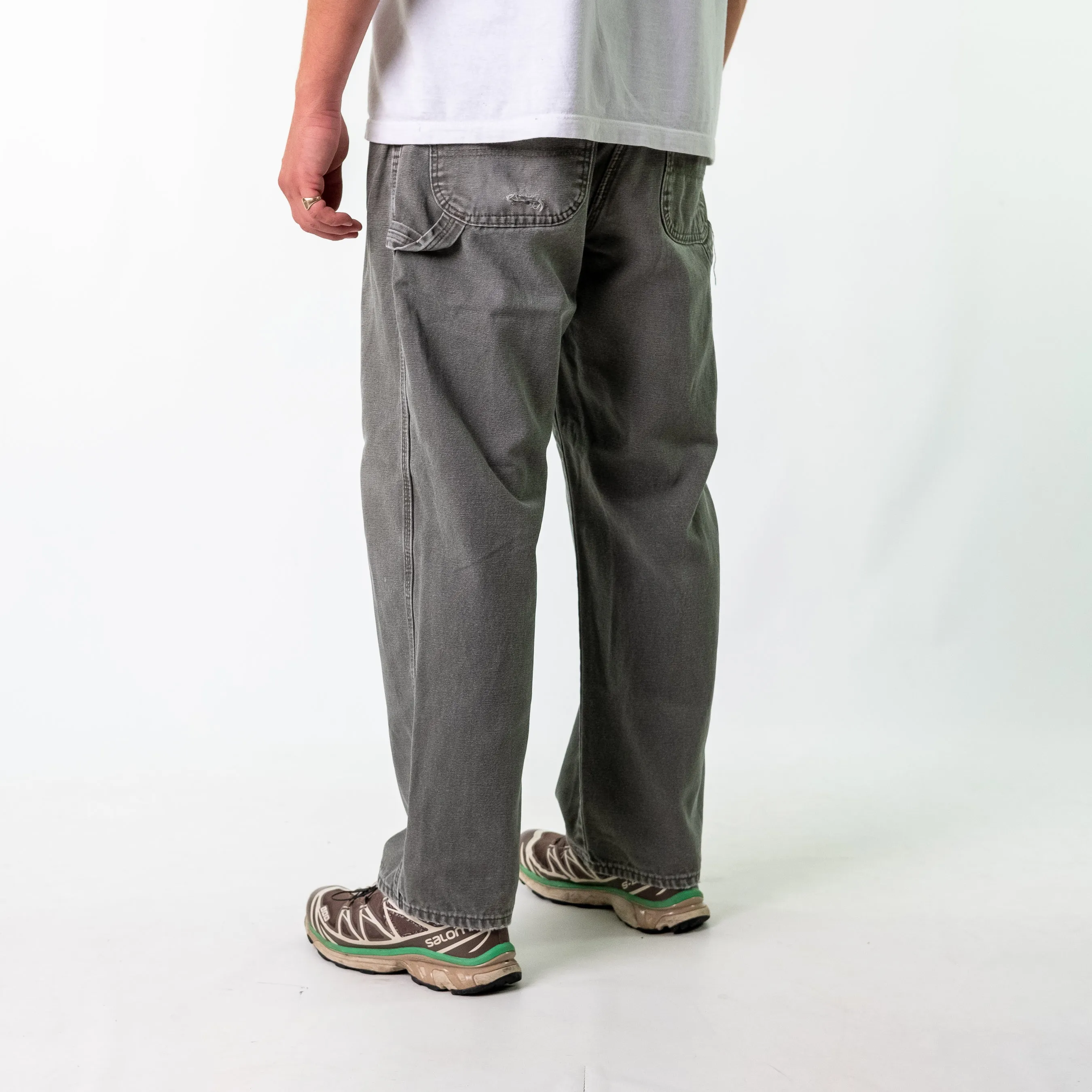 Khaki Green 90s Dickies Denim Carpenter Jeans Baggy Pants (36x30)