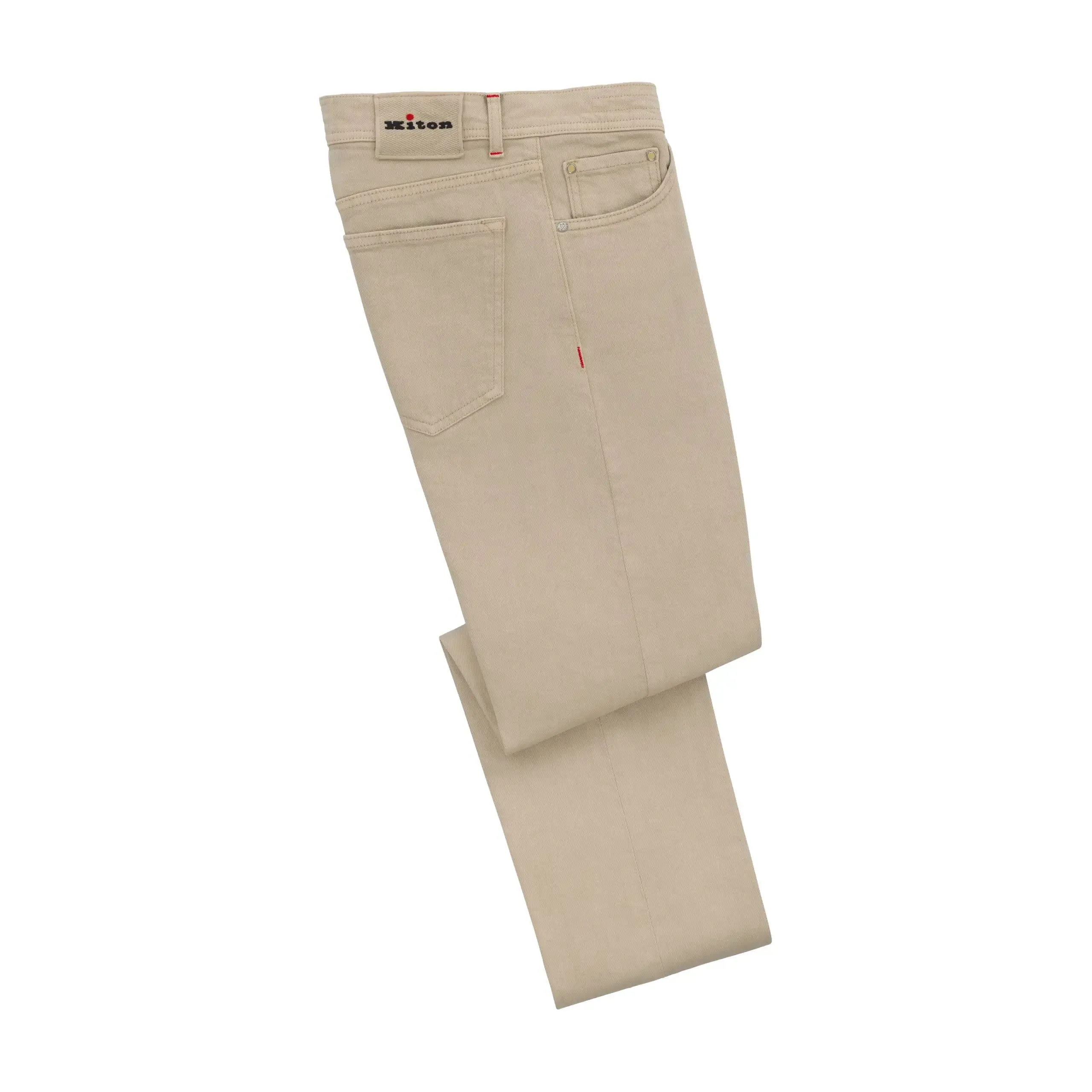  Kiton Slim-Fit Five-Pocket Jeans in Beige