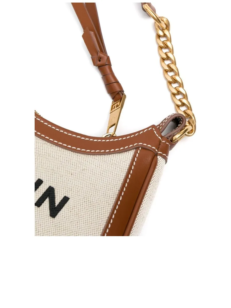 Leather Trim Logo Shoulder Bag