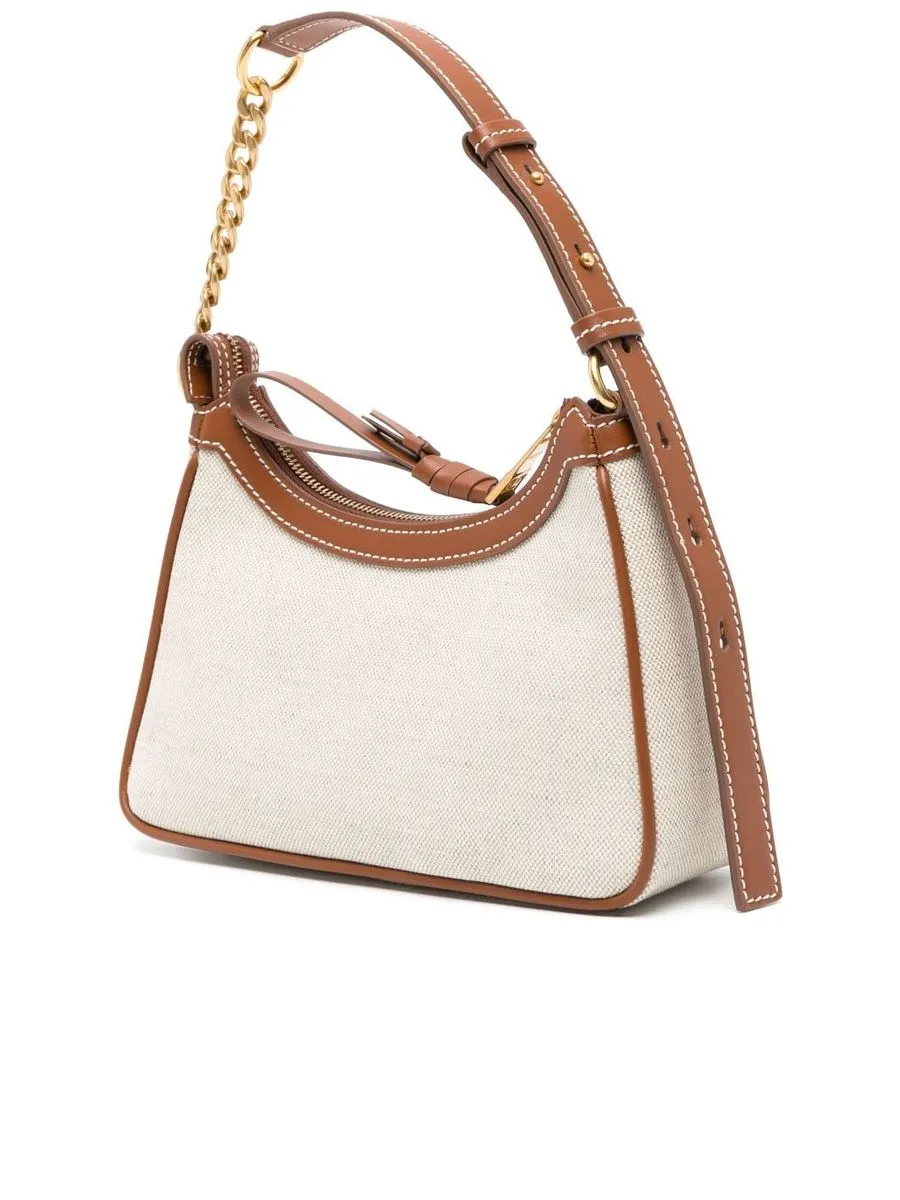 Leather Trim Logo Shoulder Bag