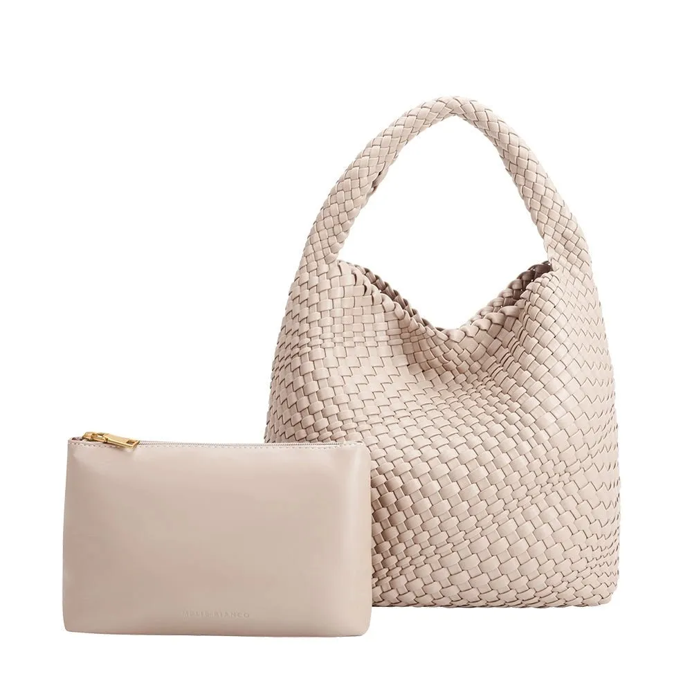 Leslie Black Braided Shoulder Bag Ivory