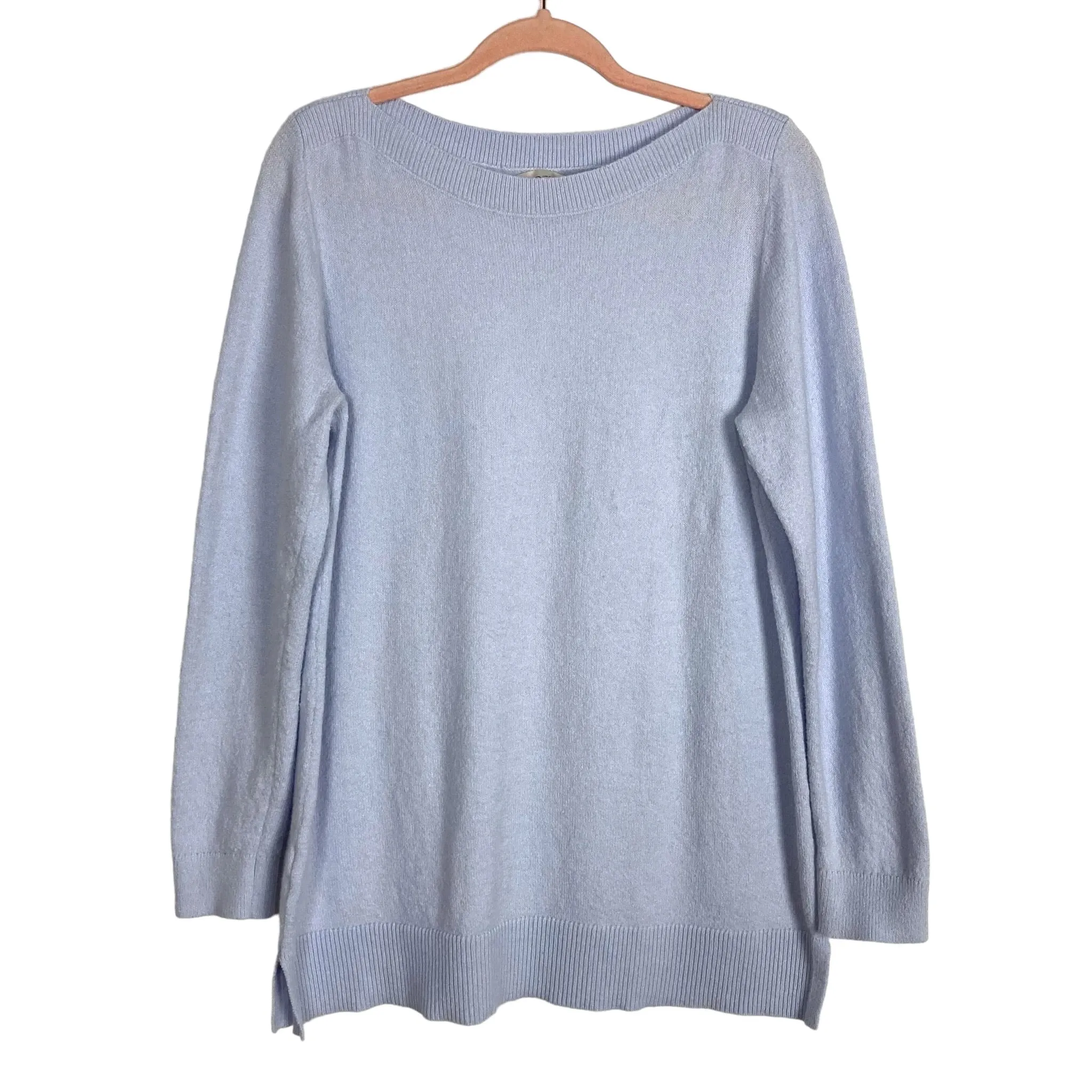 LOFT Light Blue Wool Blend Boat Neck Tunic Sweater- Size L