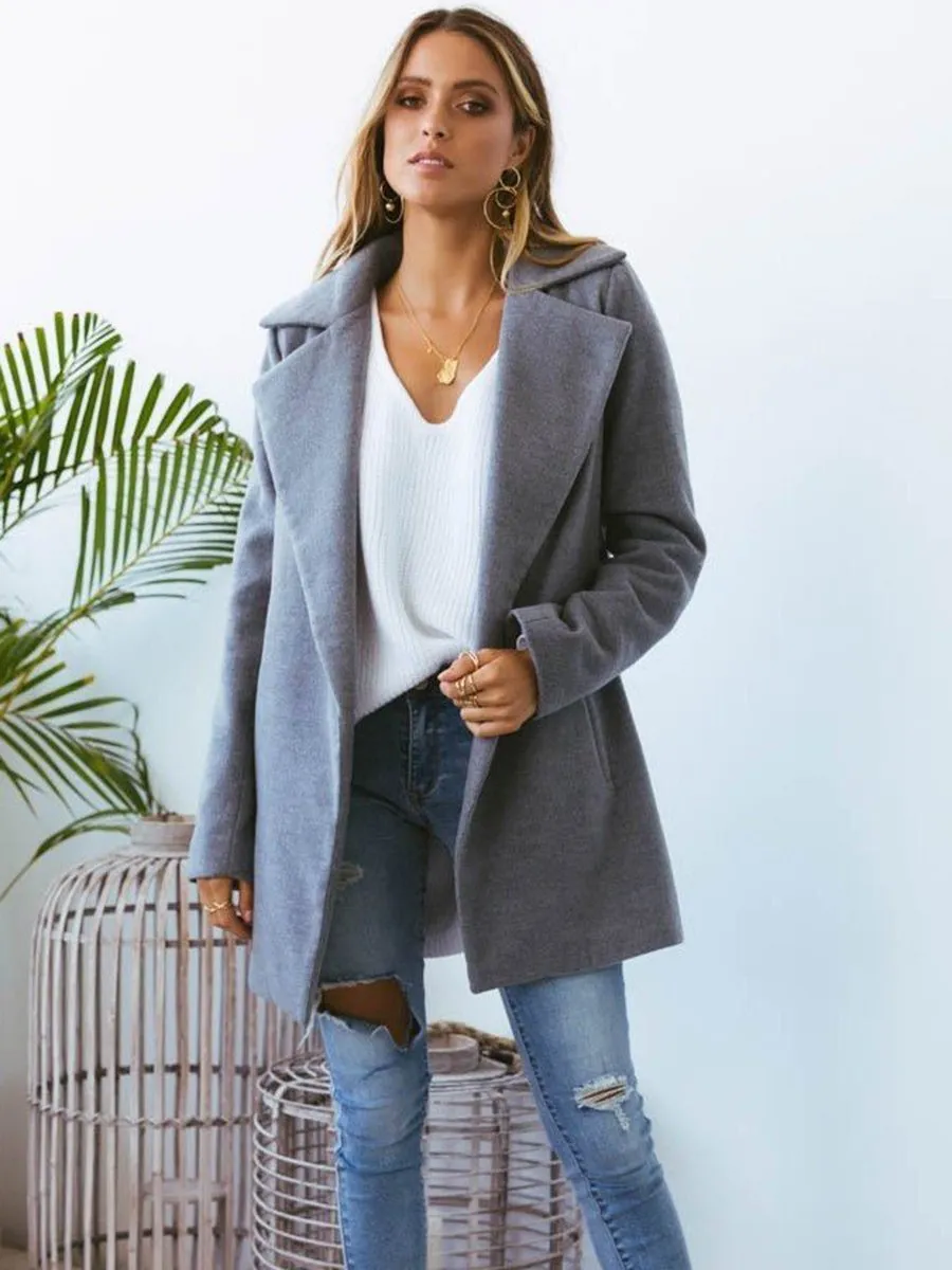 Manteau Cardigan Décontracté et à la Mode Kaki