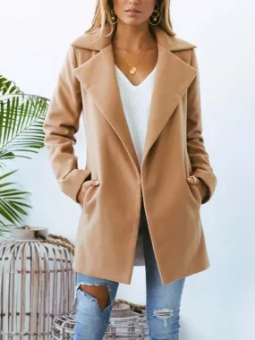 Manteau Cardigan Décontracté et à la Mode Kaki