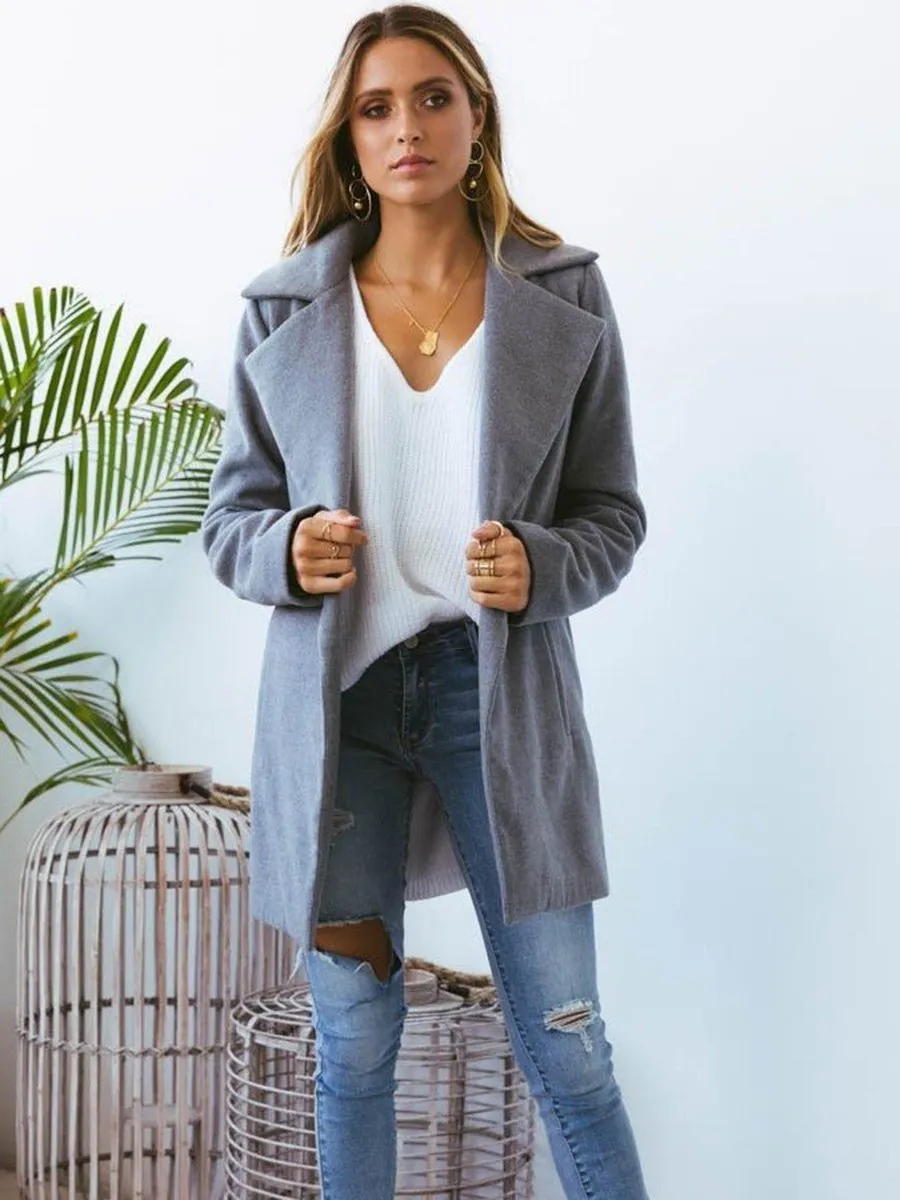 Manteau Cardigan Décontracté et à la Mode Kaki