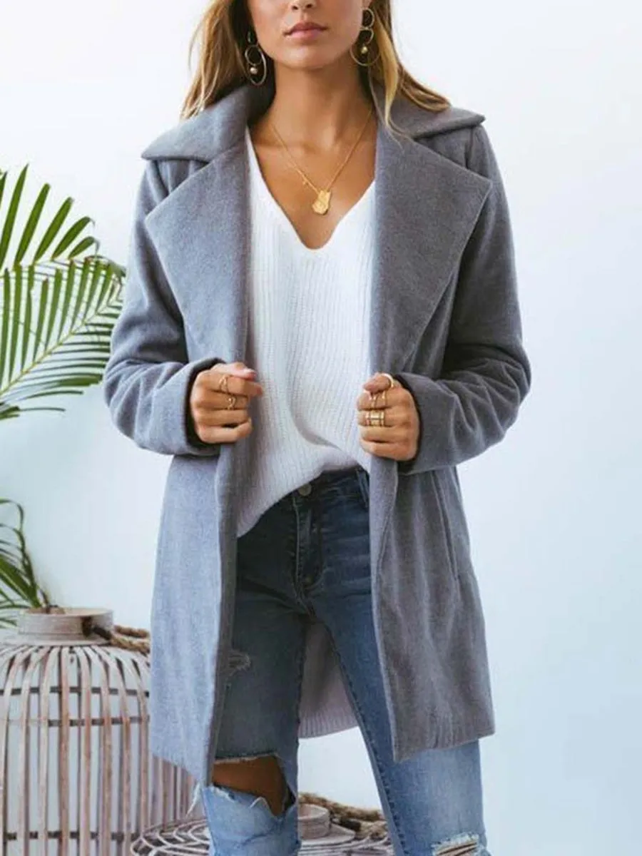 Manteau Cardigan Décontracté et à la Mode Kaki