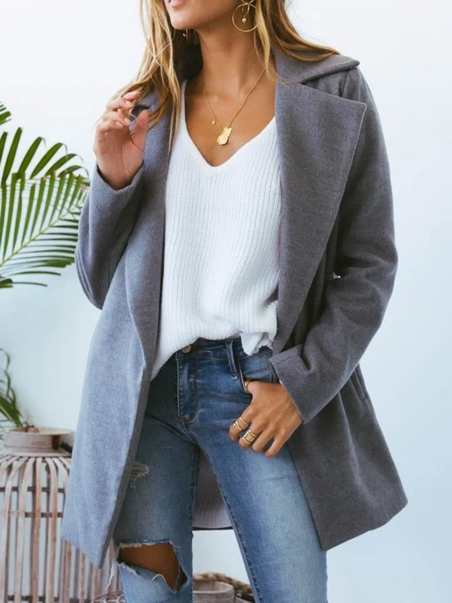 Manteau Cardigan Décontracté et à la Mode Kaki