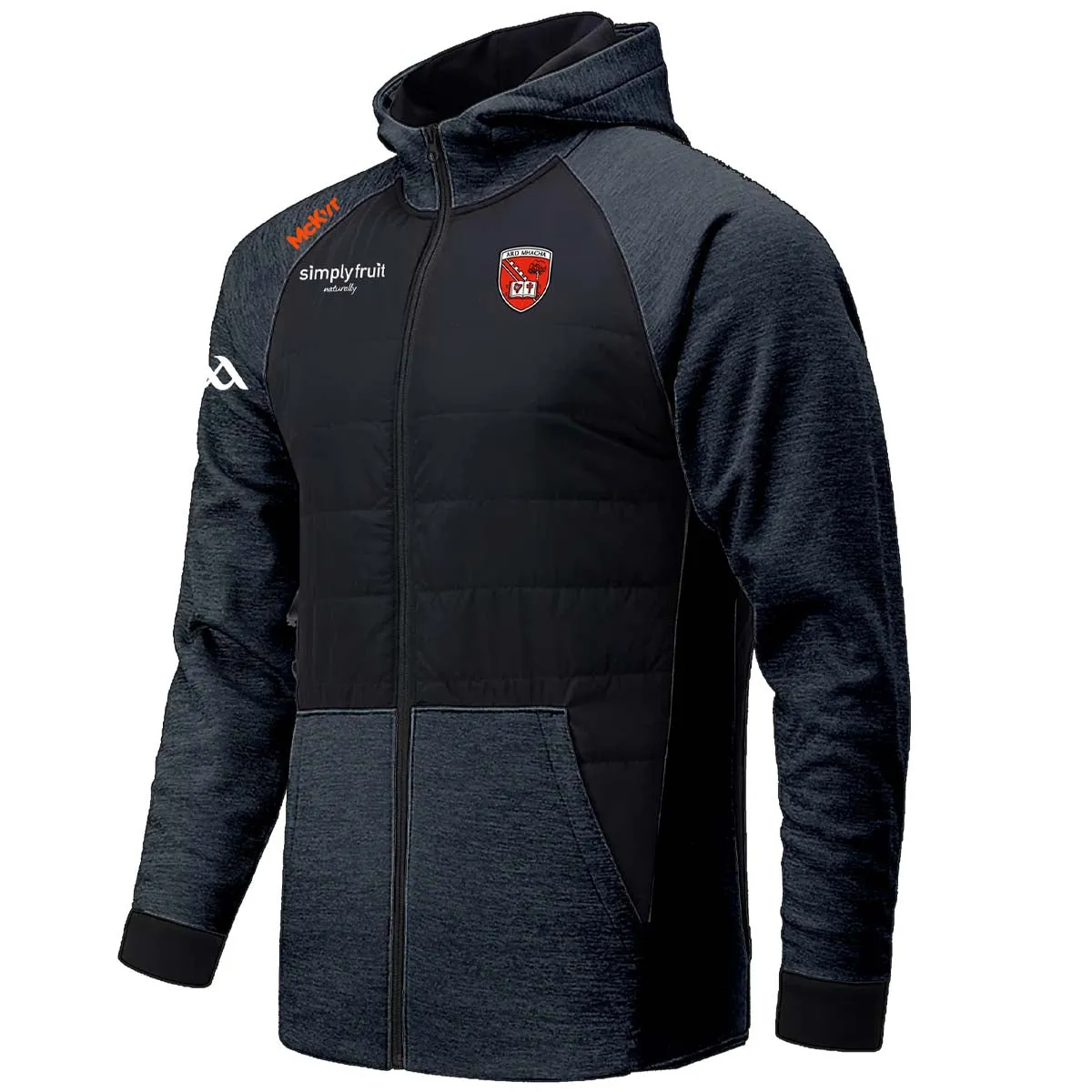 Mc Keever Armagh GAA Official Vital Interlock Hooded Jacket - Youth - Black/Charcoal