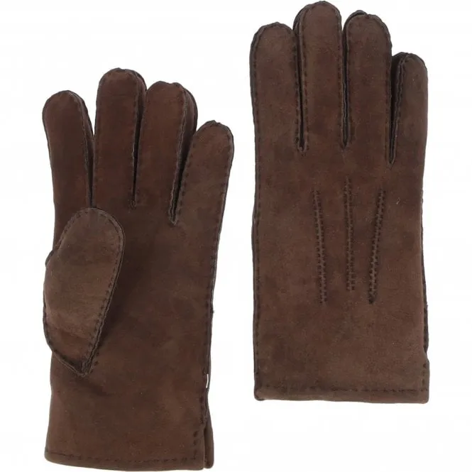 Mens Soft Brown Suede Sheepskin Gloves