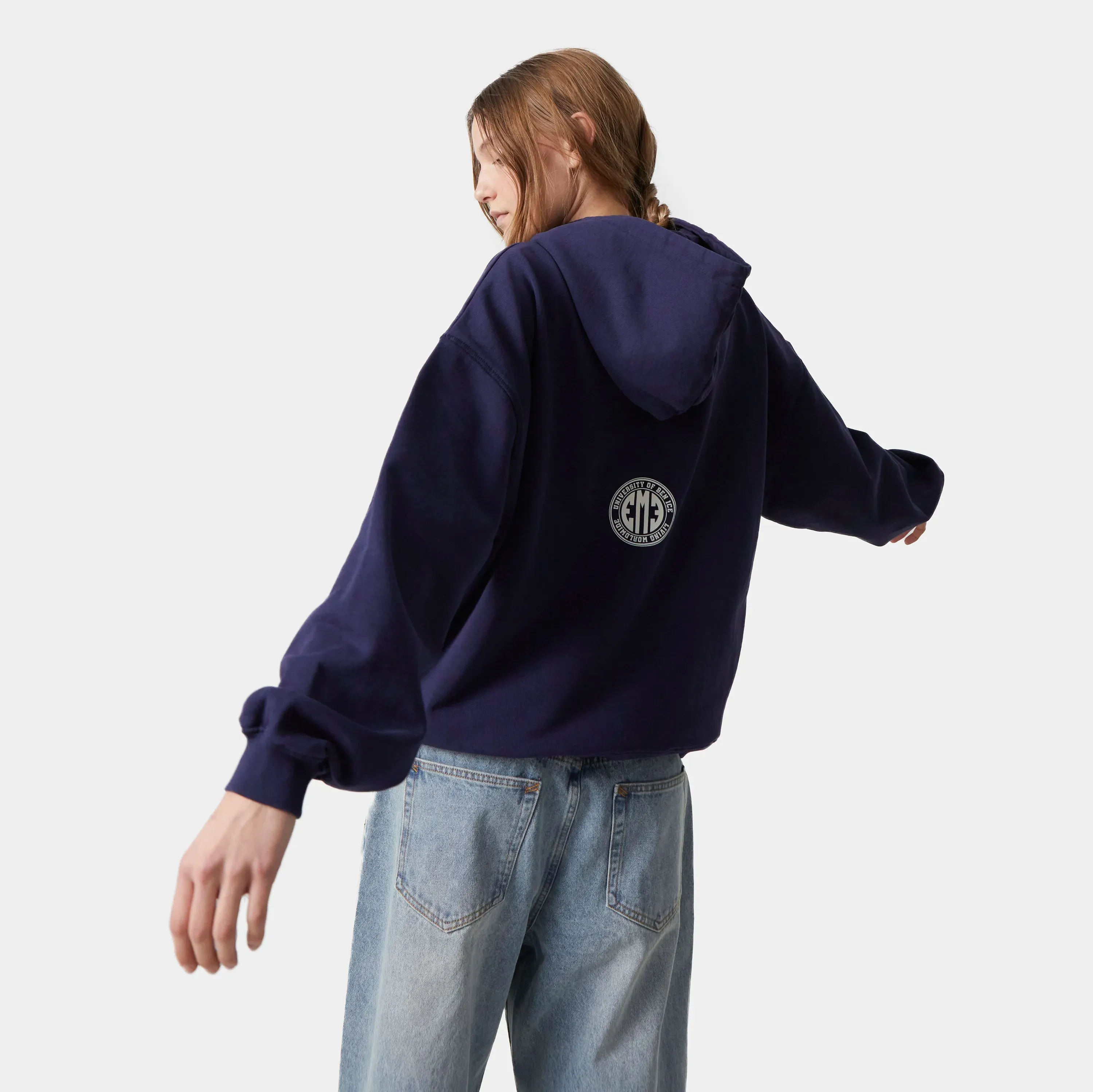 Mesh Navy Oversized Hoodie